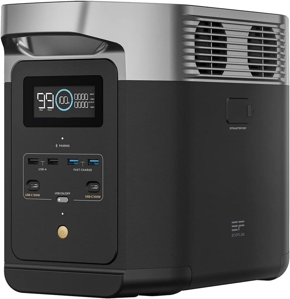 Centrale Elettrica Portatile EcoFlow DELTA 2 con capacità espandibile da 1 a 3 kWh, LFP, il prodotto è inutilizzato, solo una parte dell'imballaggio è difettosa (Ricondizionato)