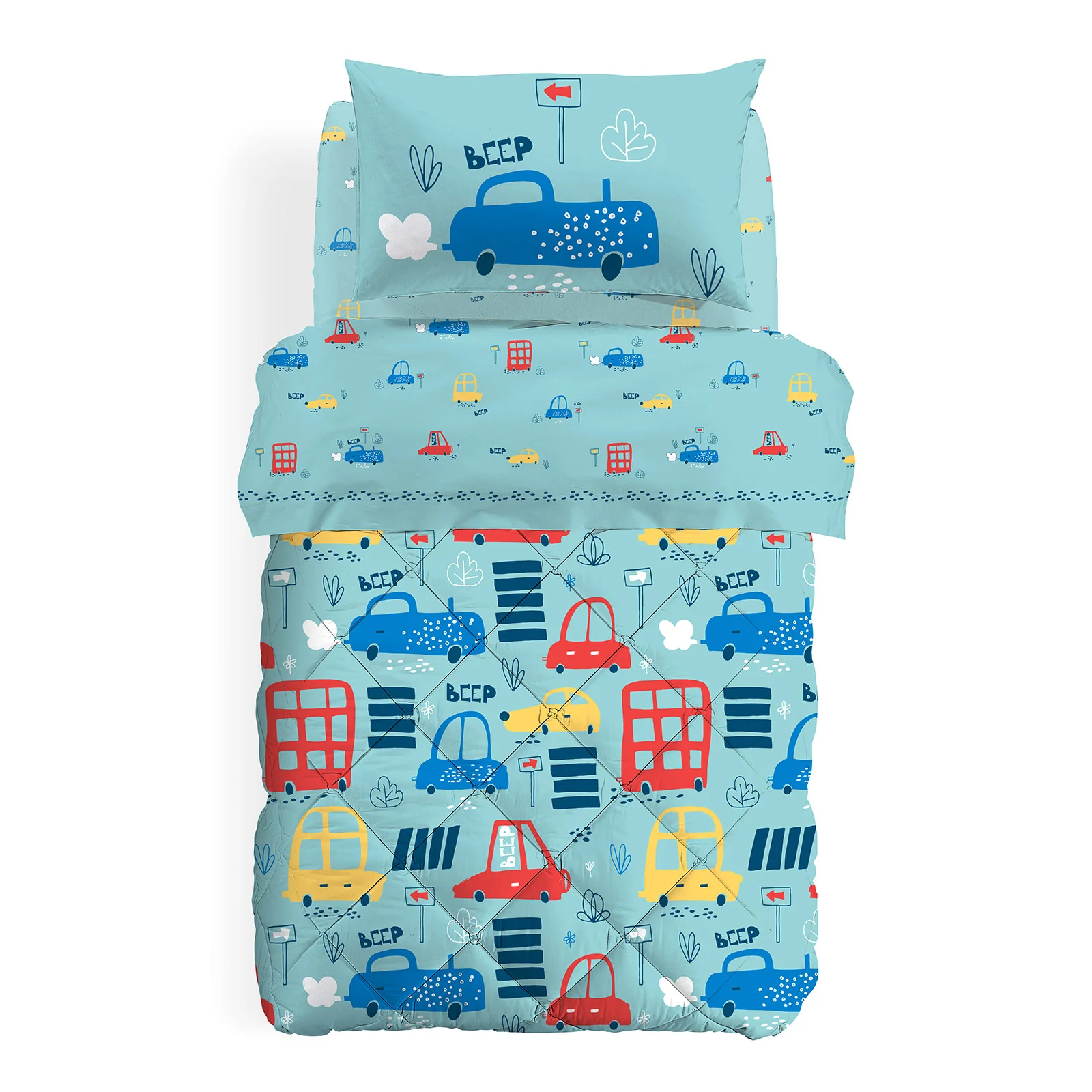 Trapunta In Cotone Beep Singolo Unica Caleffi Kids