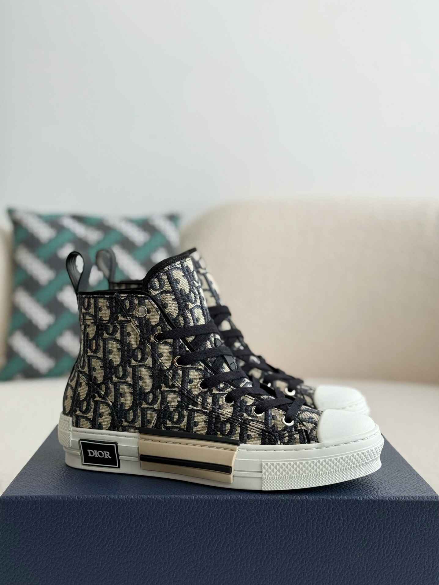 Dior Oblique B23 Beige Black High-Top Sneakers - Sneaker Replica Workshop