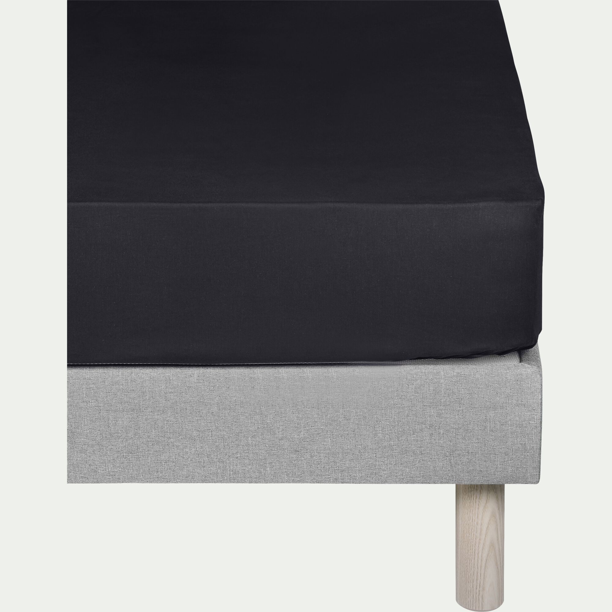 CALANQUES - Drap housse en coton 140x200cm B30cm - gris calabrun