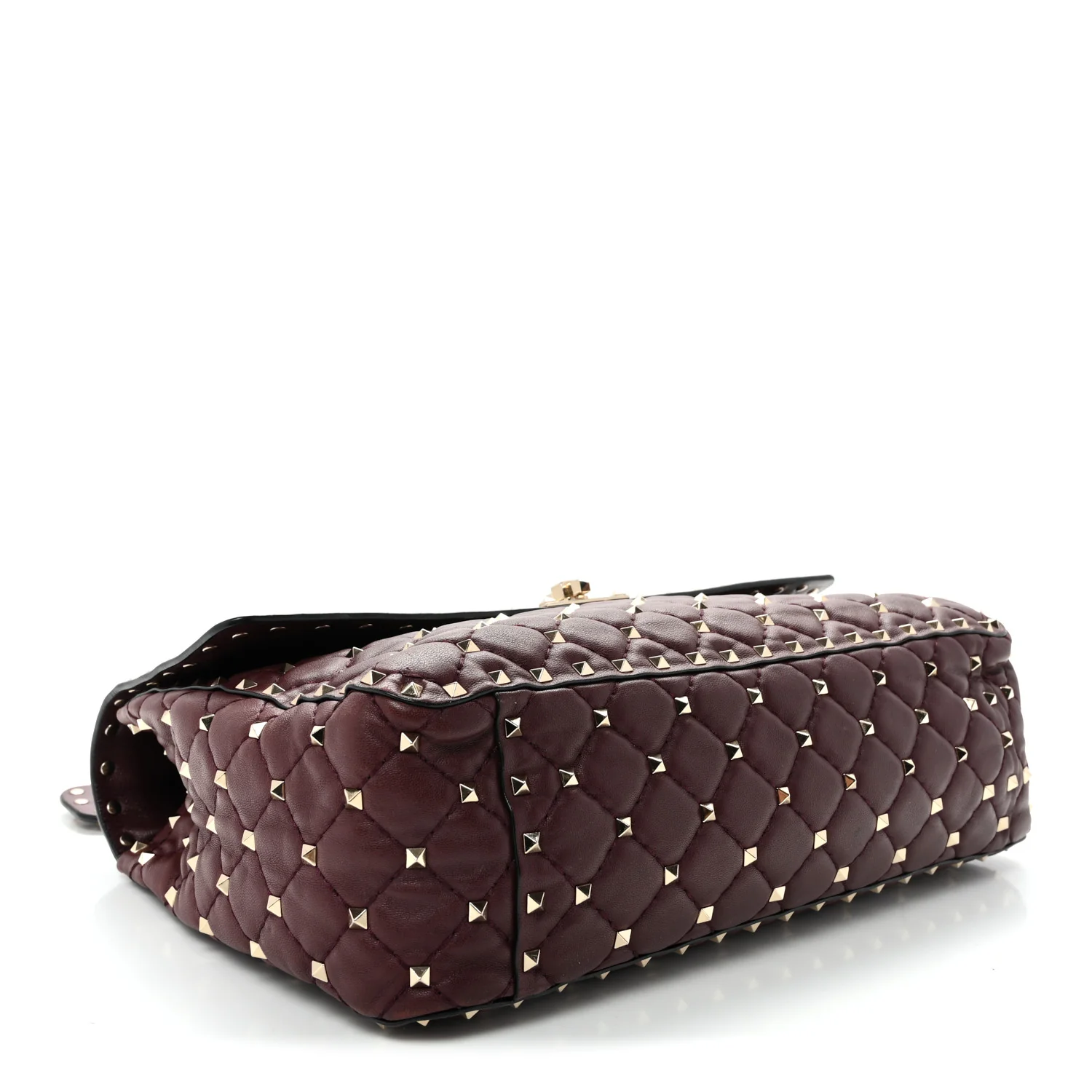 Nappa Large Rockstud Spike Shoulder Bag Rubin - Top Club