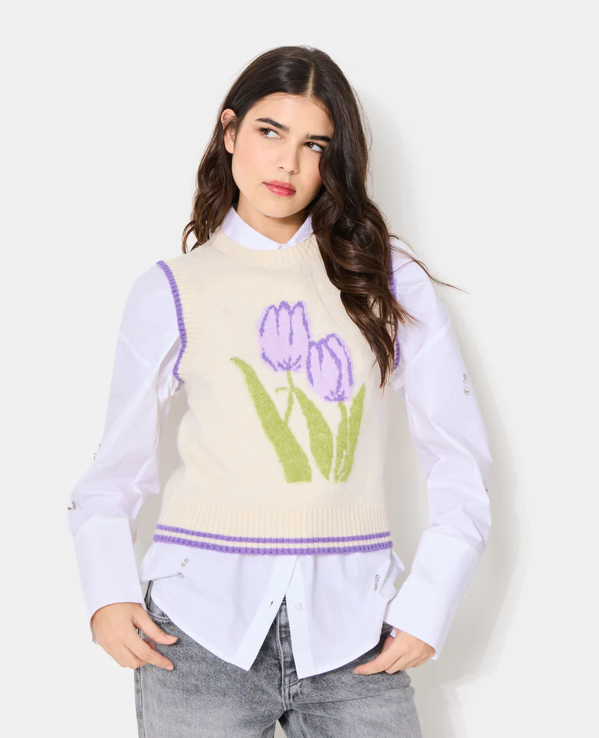 Pimkie Pull sans manches avec tulipes