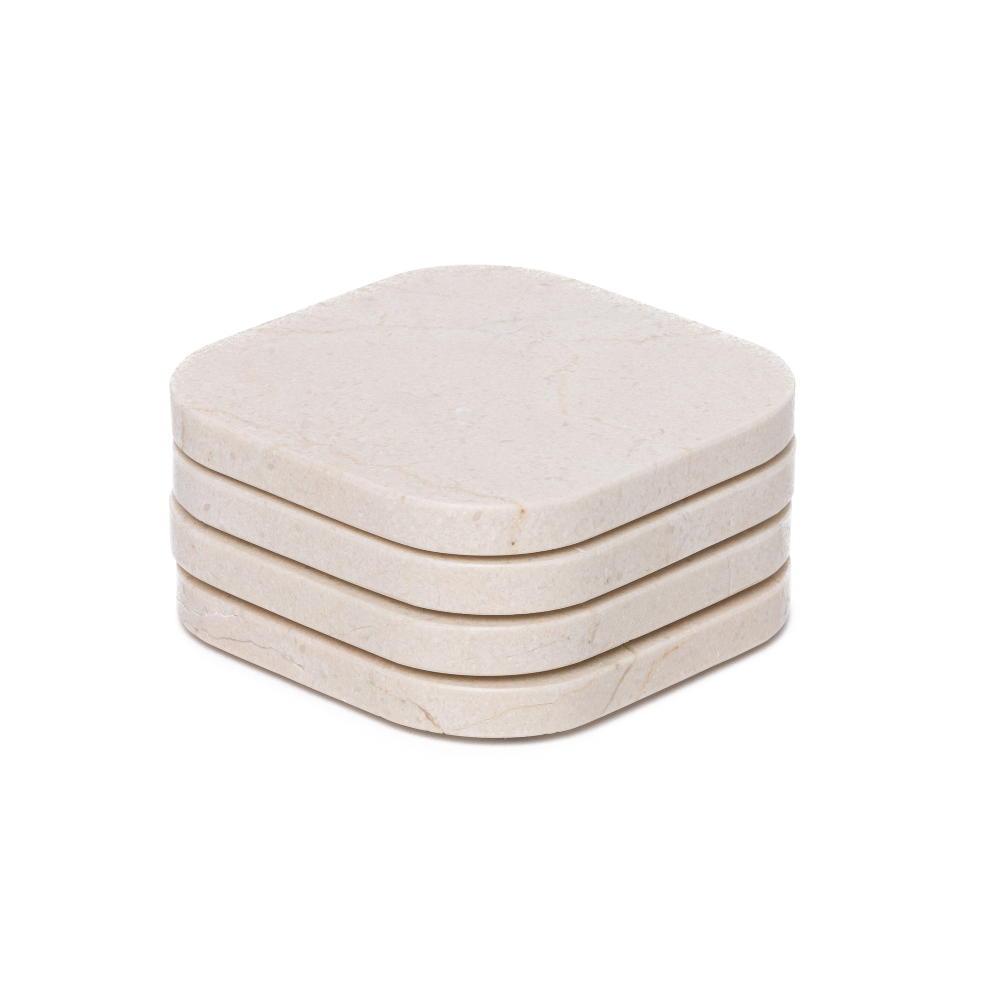 Organische marmer onderzetter beige - set van 4