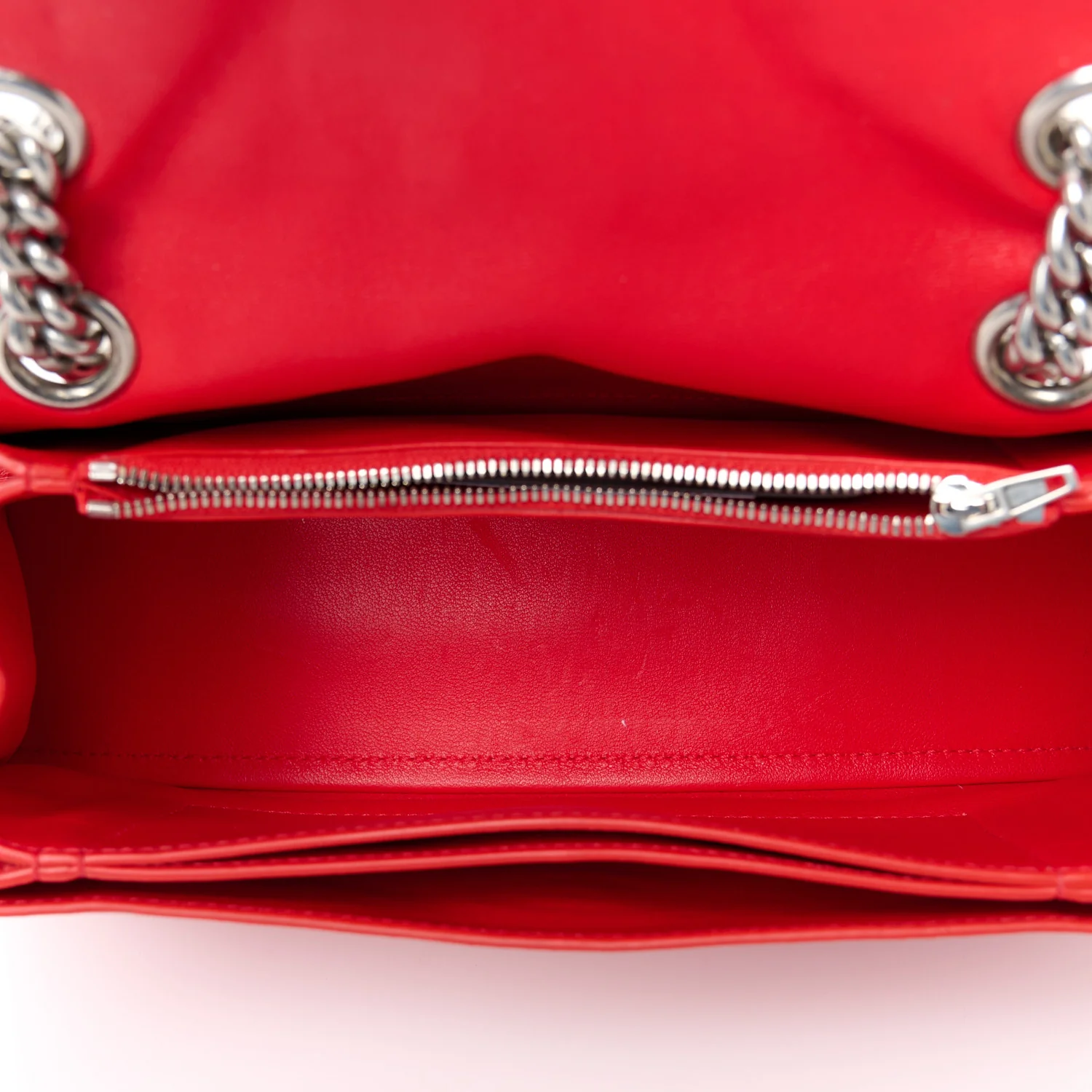 Arena Calfskin Small Crush Chain Bag Tomato Red - Top Club