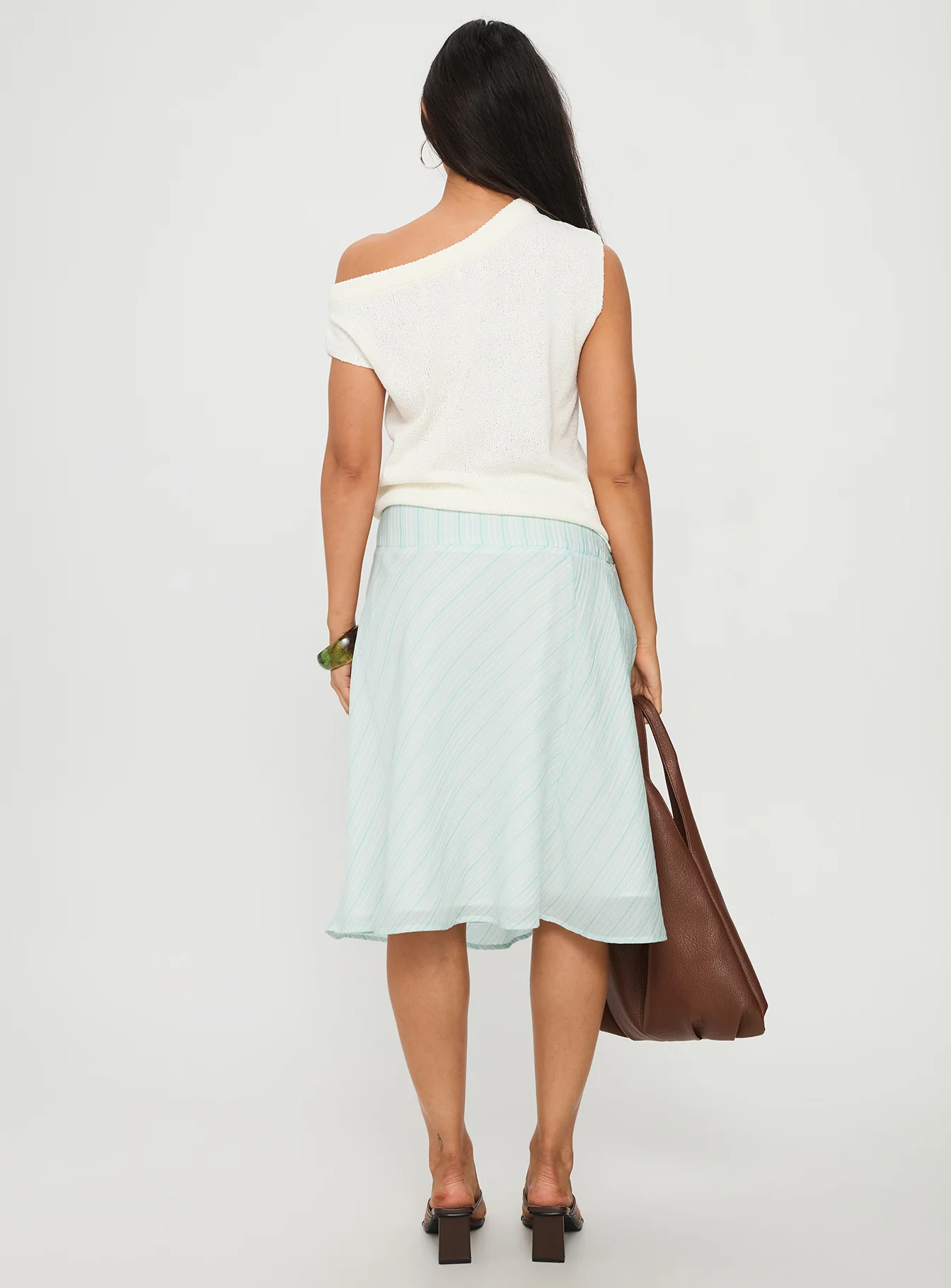 Alunara Midi Skirt Aqua Stripe