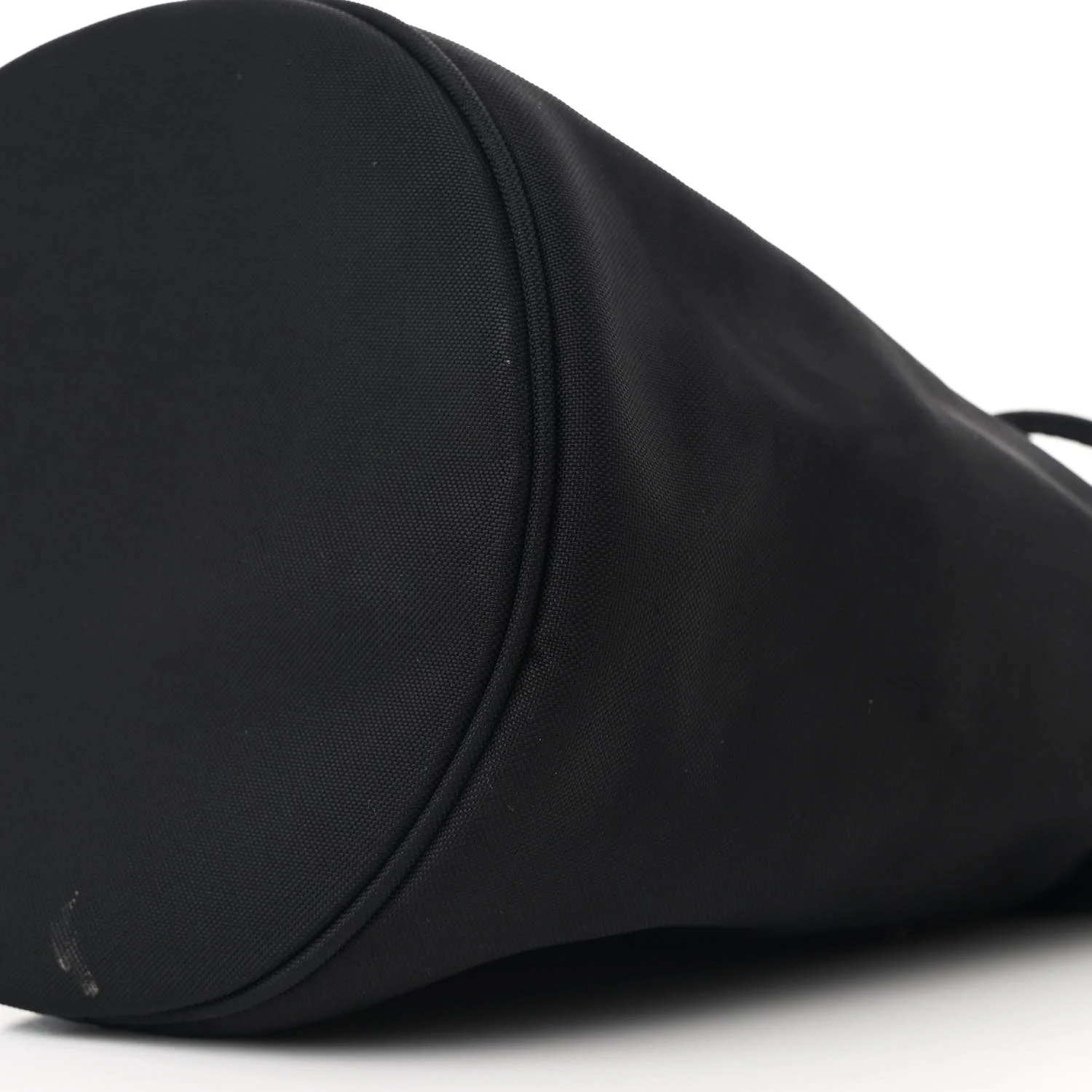 Recycled Sport Nylon Logo Embroidered Wheel Drawstring Bucket Bag Black White - Top Club