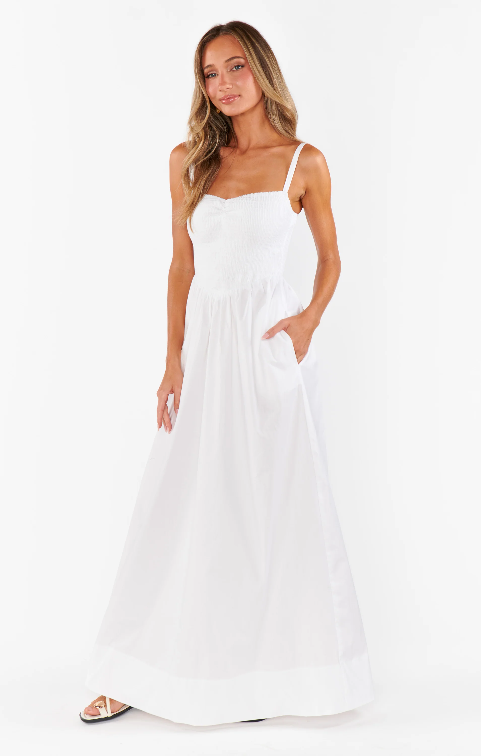 Dixie Maxi Dress ~ White Poplin