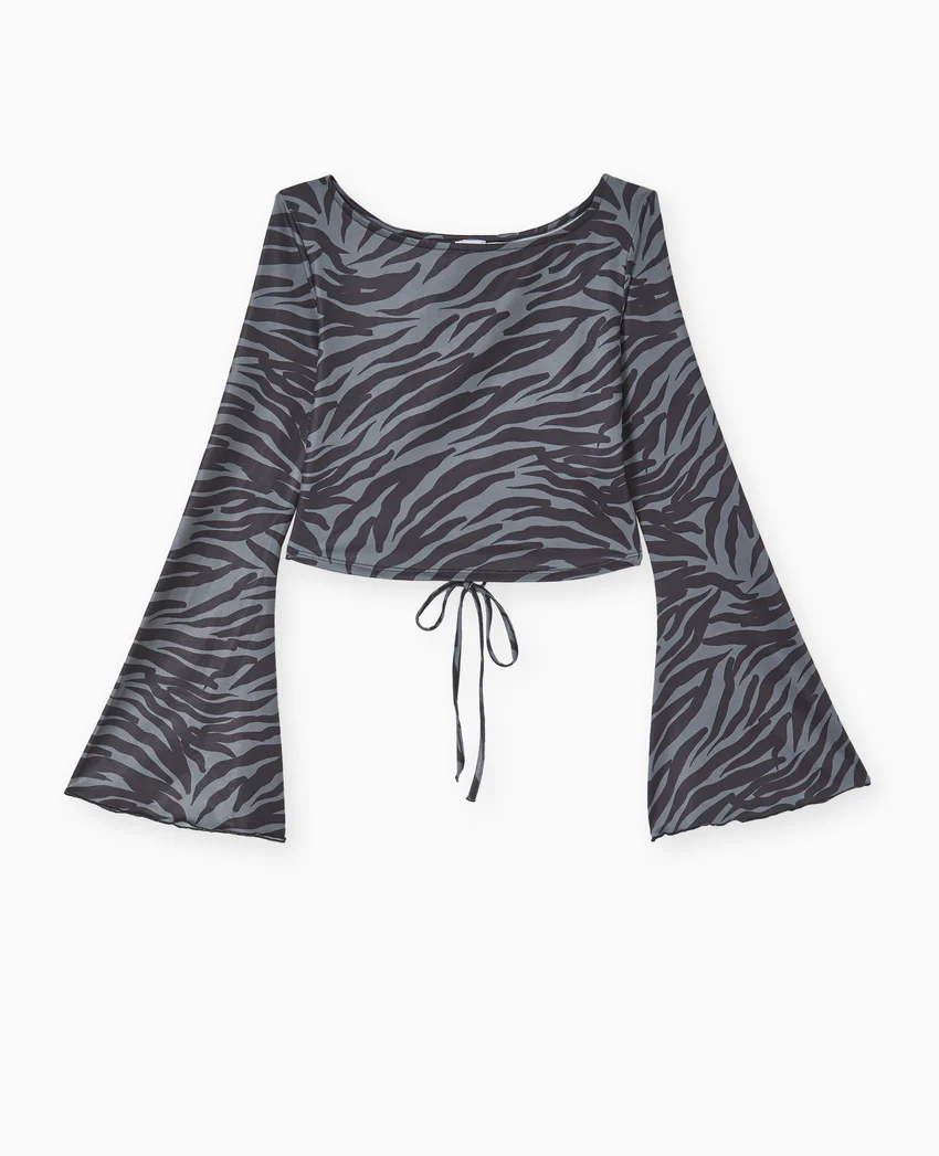 Pimkie Top dos-nu manches flare motif zèbre