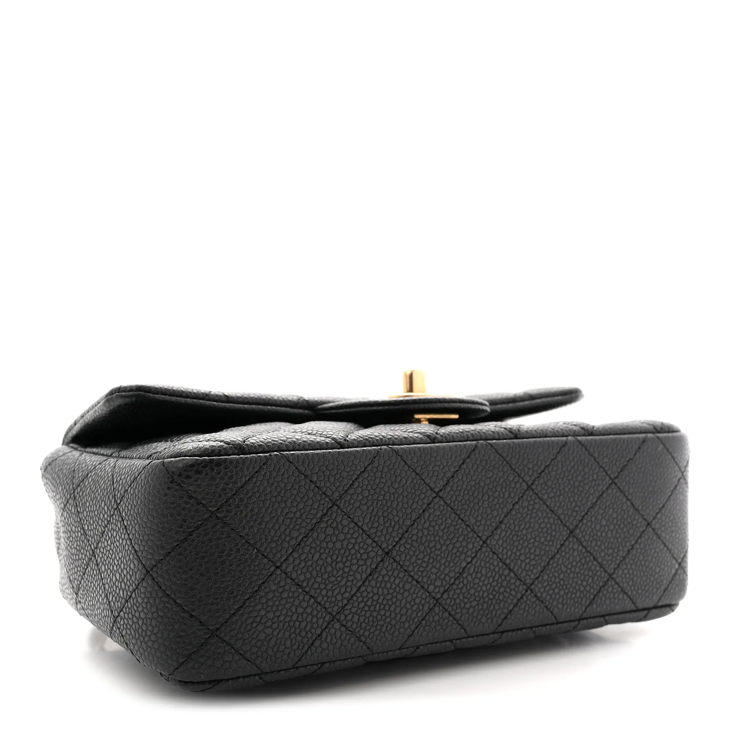 Metallic Caviar Quilted Mini Rectangular Flap Black - Top Club