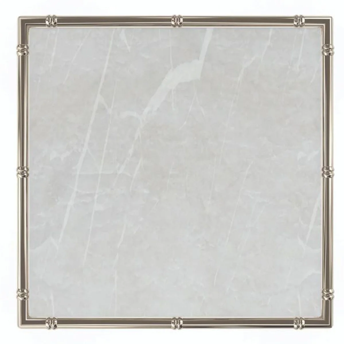 Luxury metal side table with marble top silver / white H. 48 cm