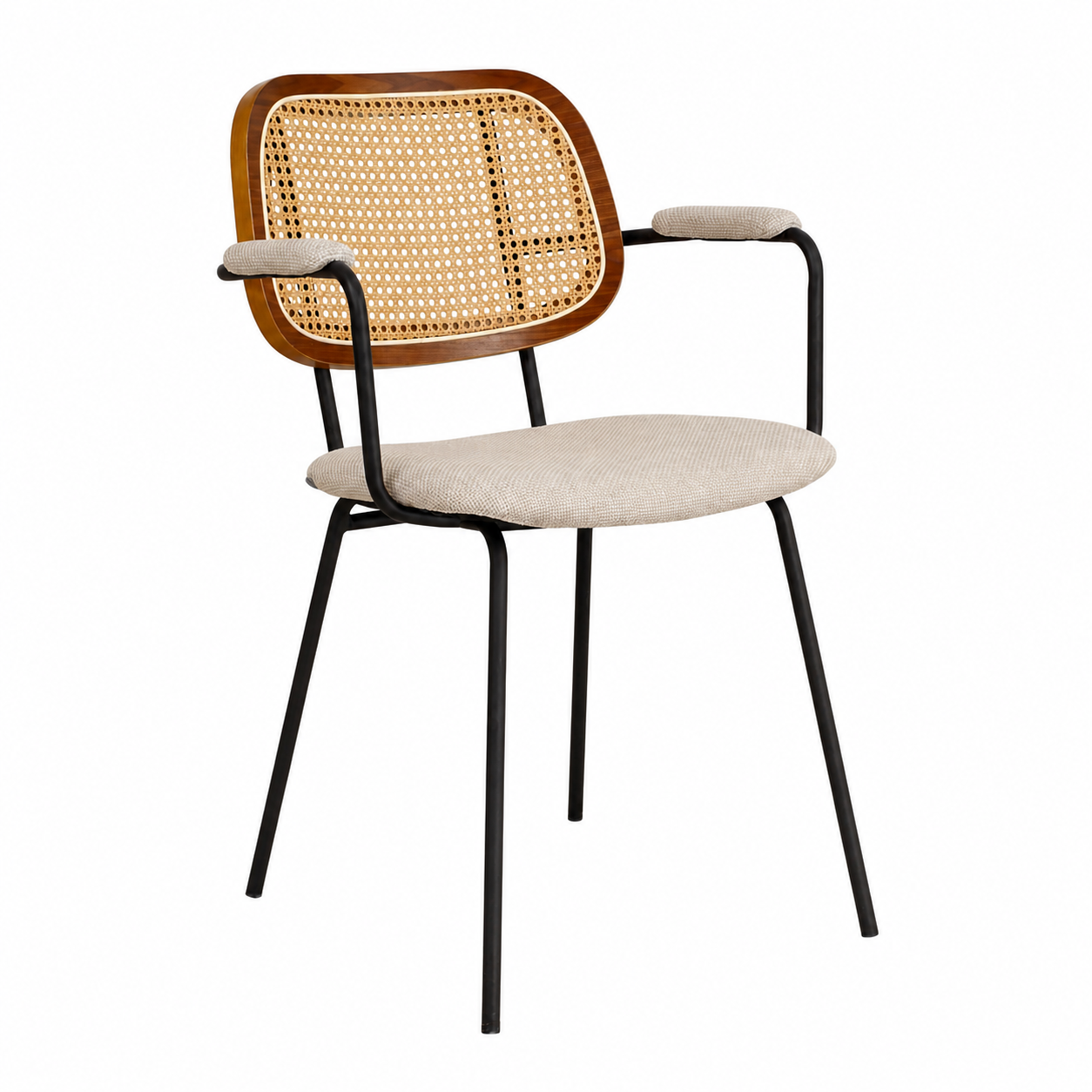 Eetkamerstoel Jolie rotan beige met armleuningen