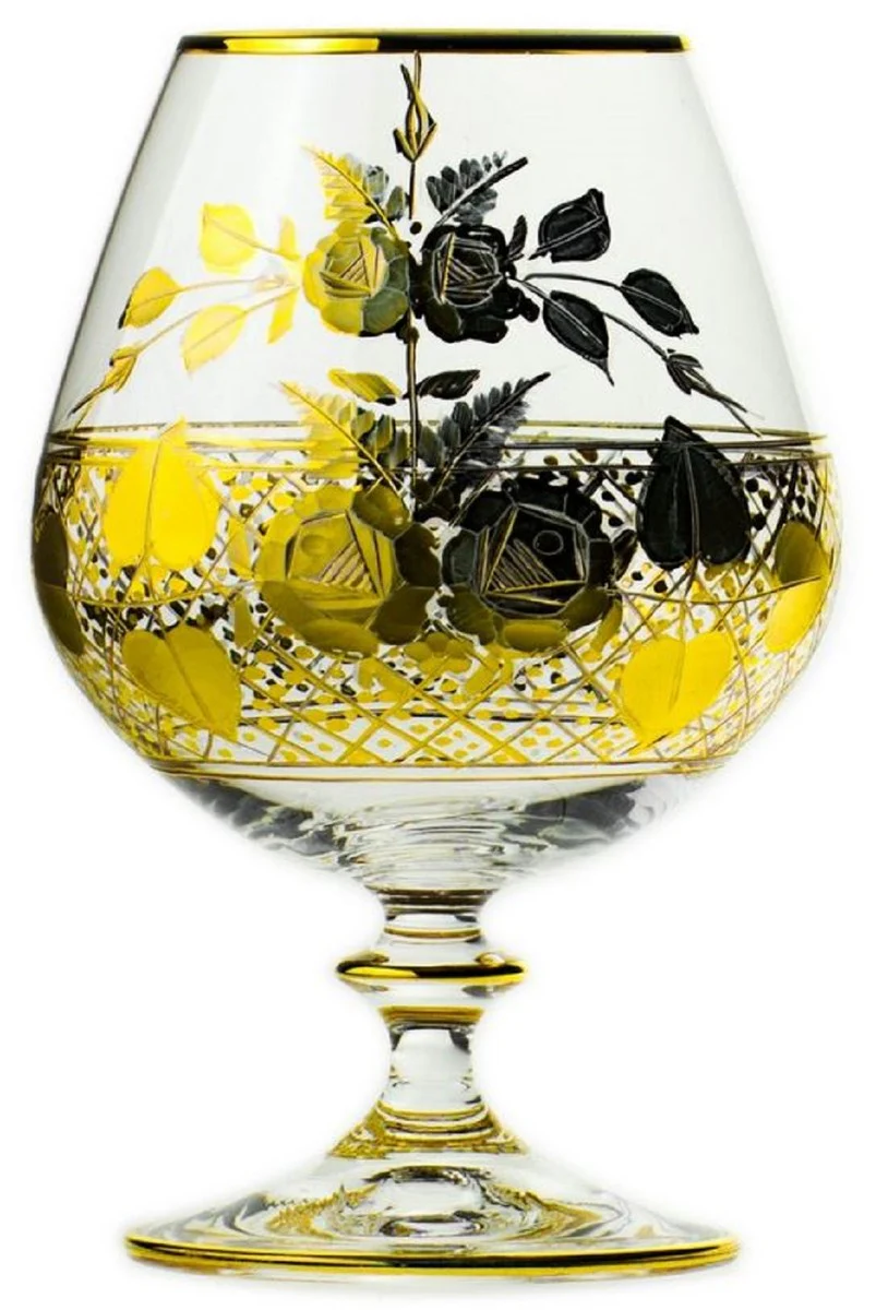 Luxury Baroque Brandy Glass Set of 6 Gold Ø 9 x H. 14.5 cm - Handmade and hand-engraved Cognac glasses - Hotel & Restaurant Accessories - Luxury quality