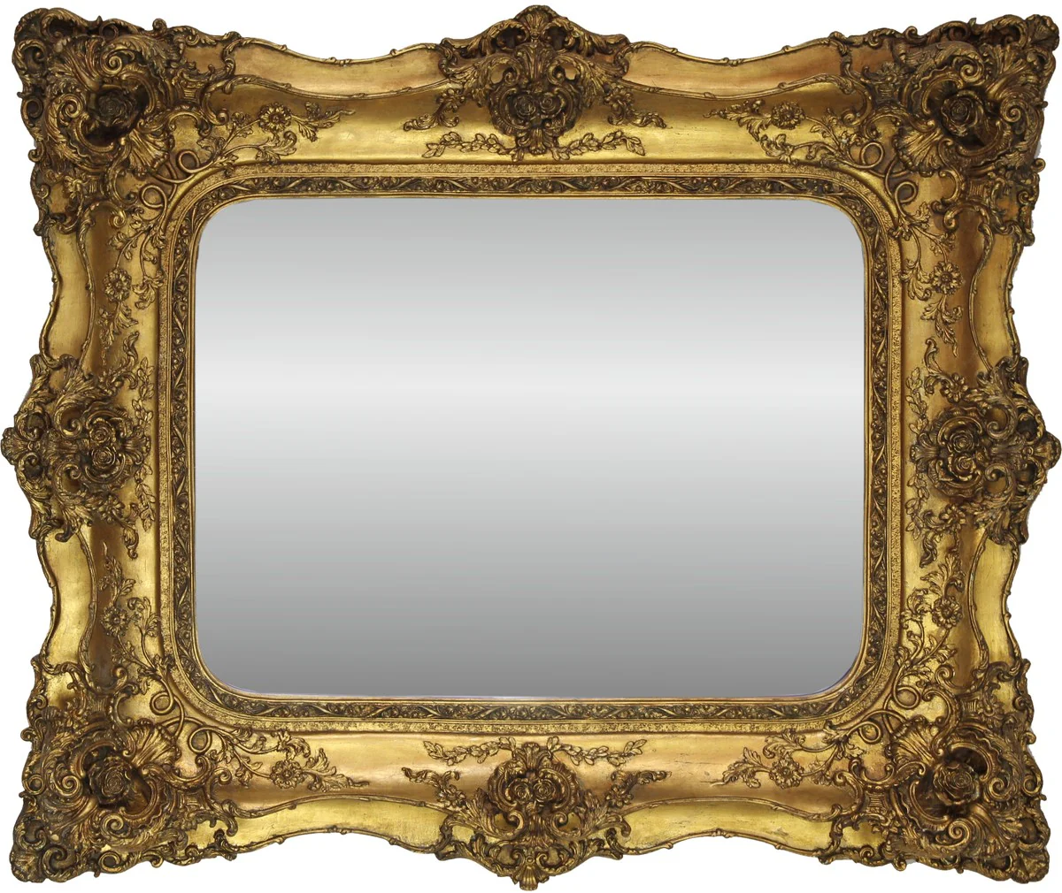 Baroque mirror gold antique style with double frame - 120 x 105 cm - noble & magnificent wall mirror