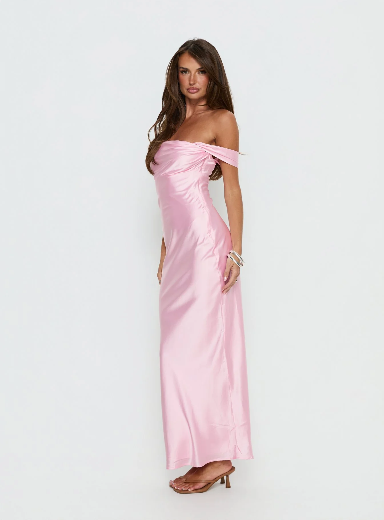 Azura Off The Shoulder Maxi Dress Pink