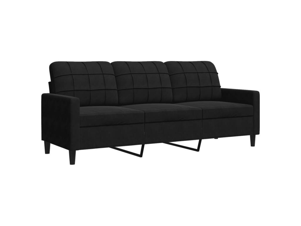 Sofá de 3 plazas terciopelo negro 180 cm - MZRxwA1261gk