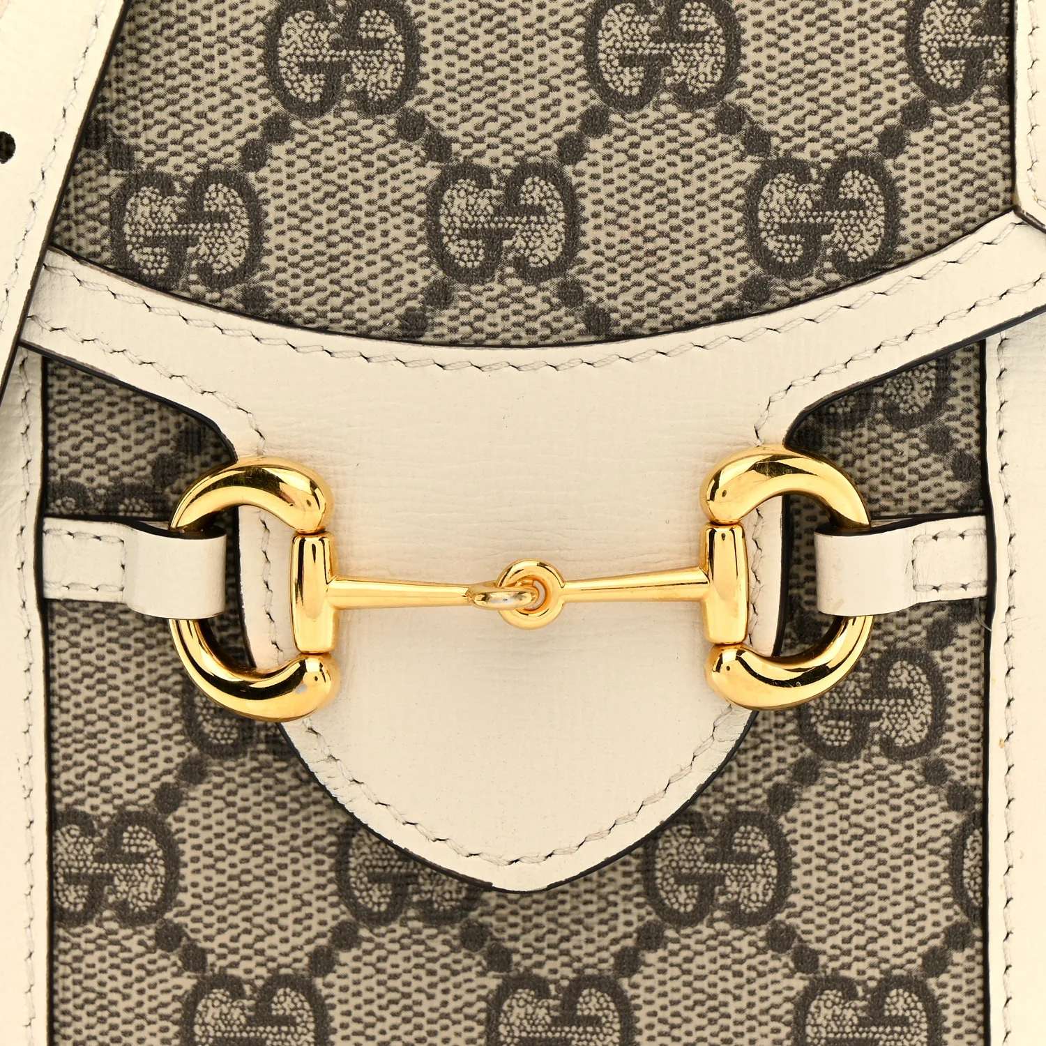 GG Supreme Monogram Azalea Calfskin Mini Horsebit 1955 Crossbody Bag Beige Ebony Mystic White - Top Club