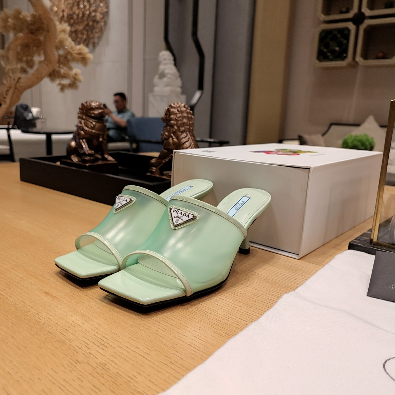 prada metal logo triangle head square sandals - Sneaker Replica Workshop