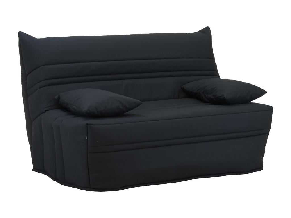 Sofá cama de tela CANYON II cierre asistido, Queen size 160x200 cm - Negro