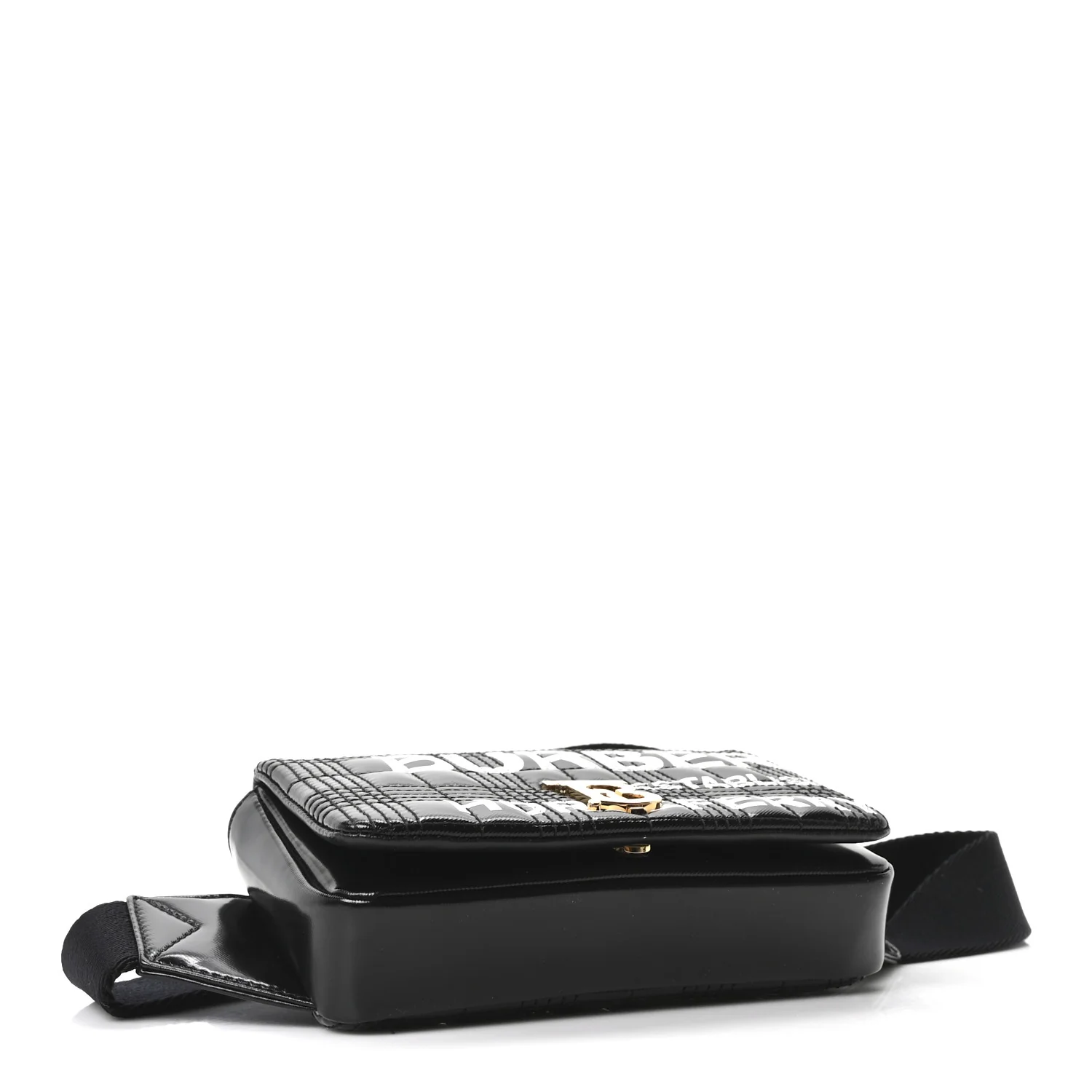Patent Quilted Horseferry Print Lola Bum Bag Black - Top Club