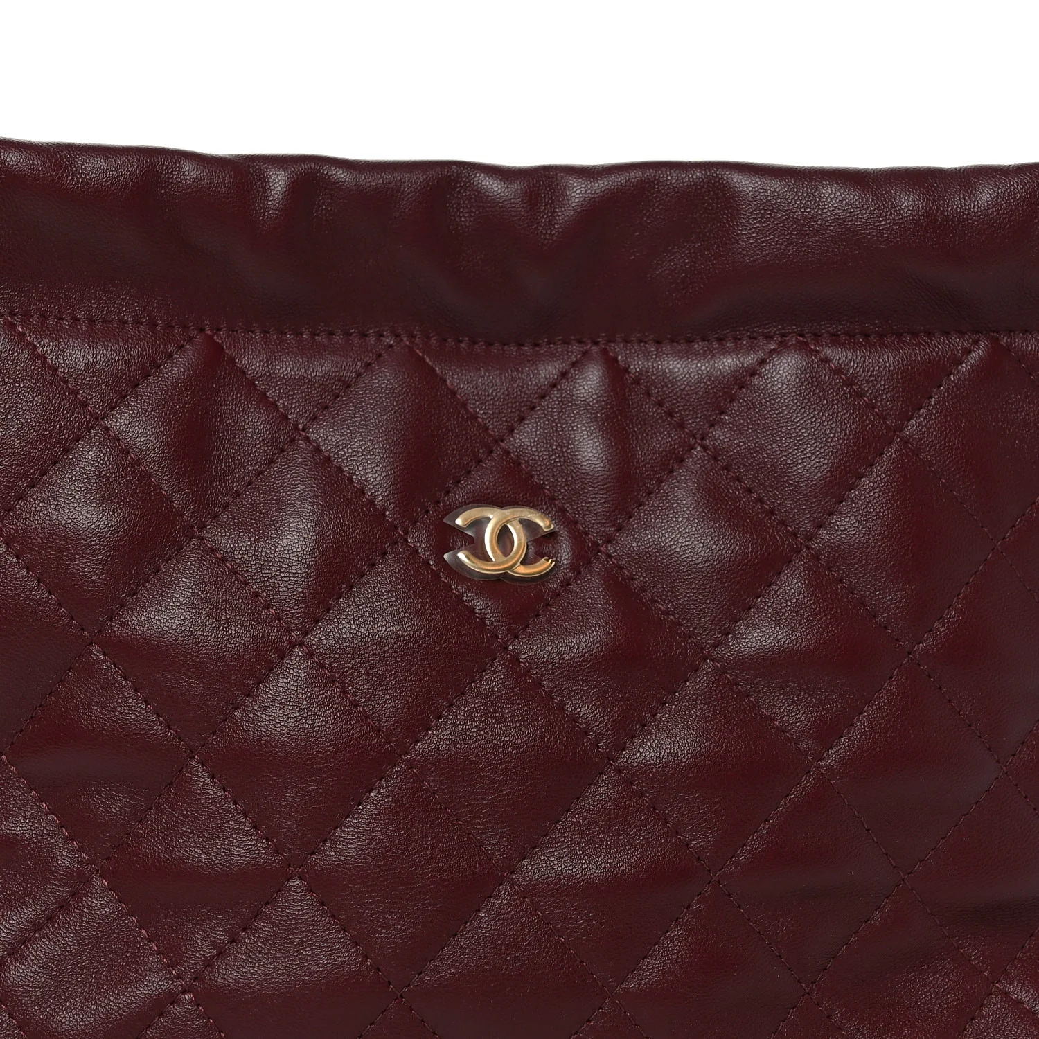 Shiny Calfskin Quilted Clutch With Strap Dark Burgundy - Top Club