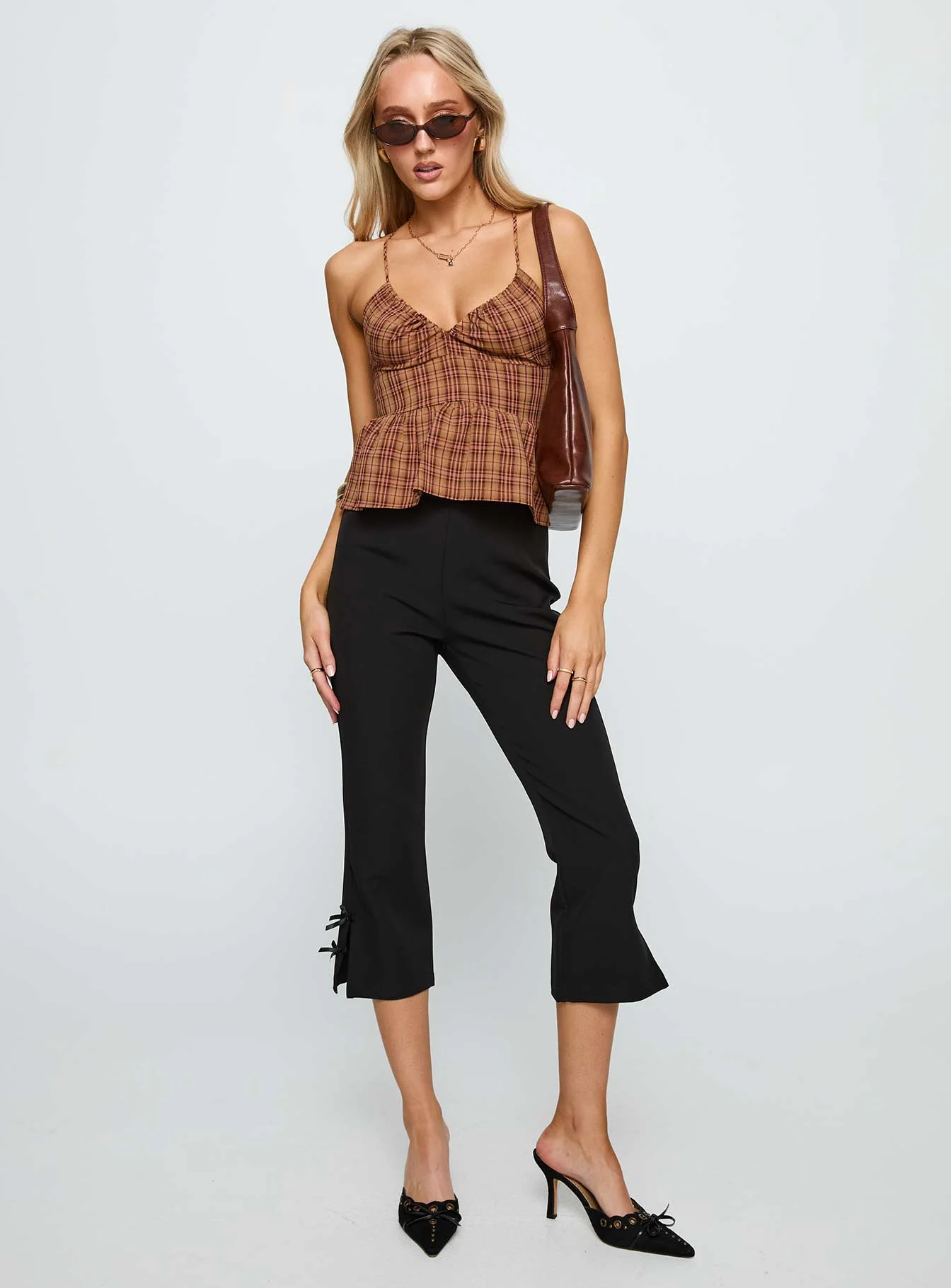 Croatia Frill Top Brown Check