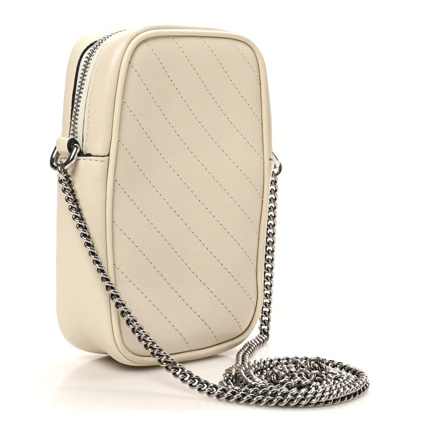 Sakai Be Green Calfskin Diagonal Stitched Mini Blondie Vertical Shoulder Bag Mystic White - Top Club