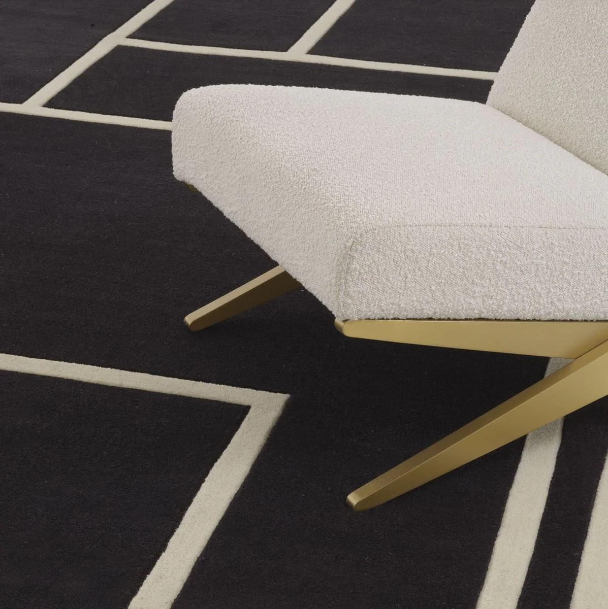 Luxury rug black / cream 300 x 400 cm - hand-tufted living room rug made from 100% New Zealand wool - luxury quality