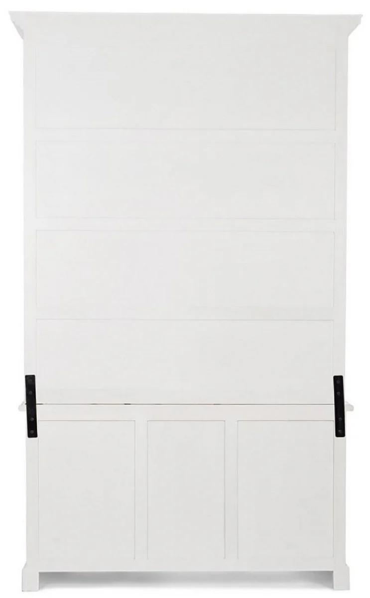 Country house style cabinet with ladder antique white 143.5 x 40.6 x H. 233.7 cm - bookcase - shelf cabinet - living room cabinet - office cabinet - country house style furniture