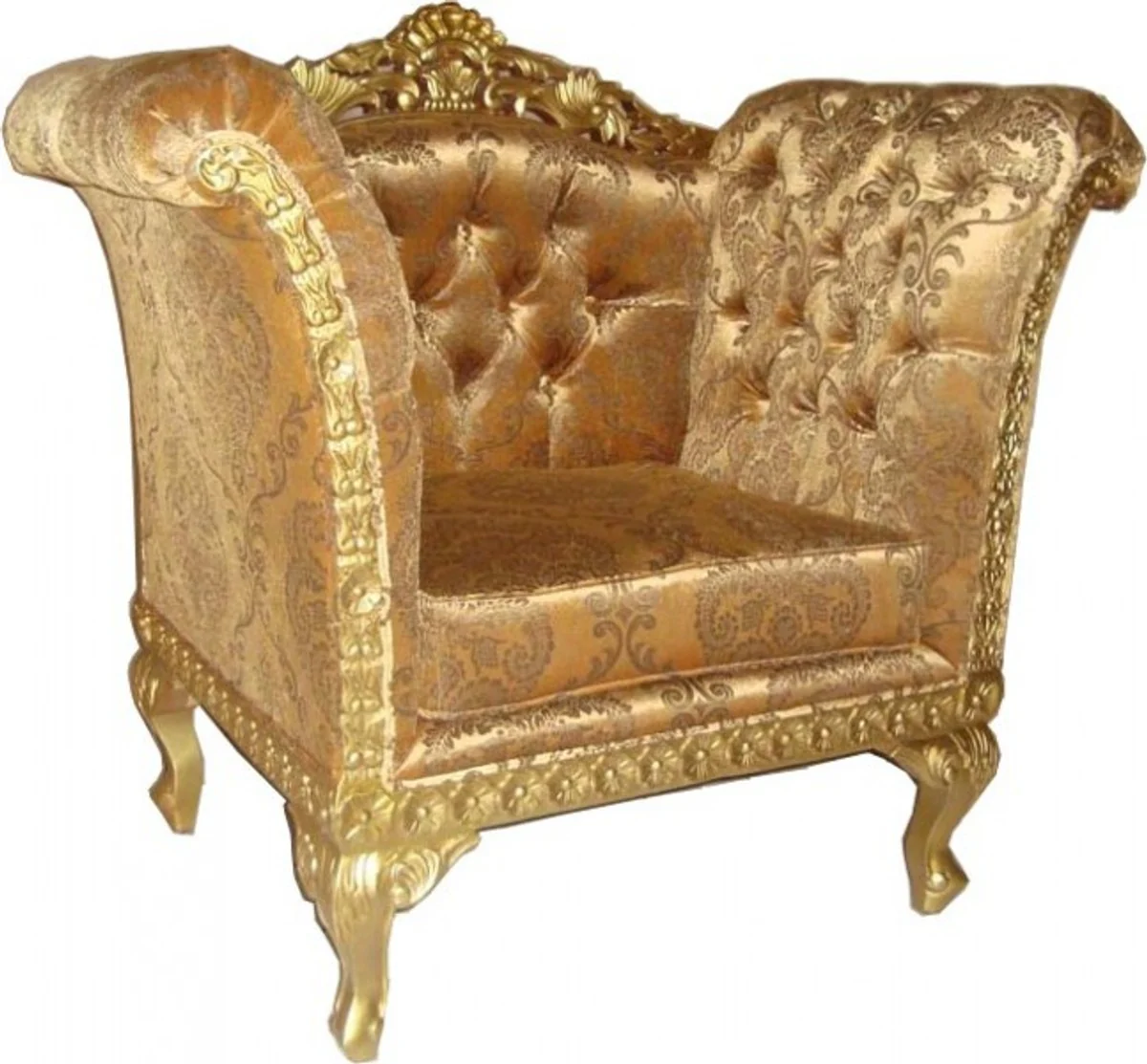 Baroque Lounge Chair Gold Pattern / Gold Furniture Antique Style - Living Room Club Furniture Armchair