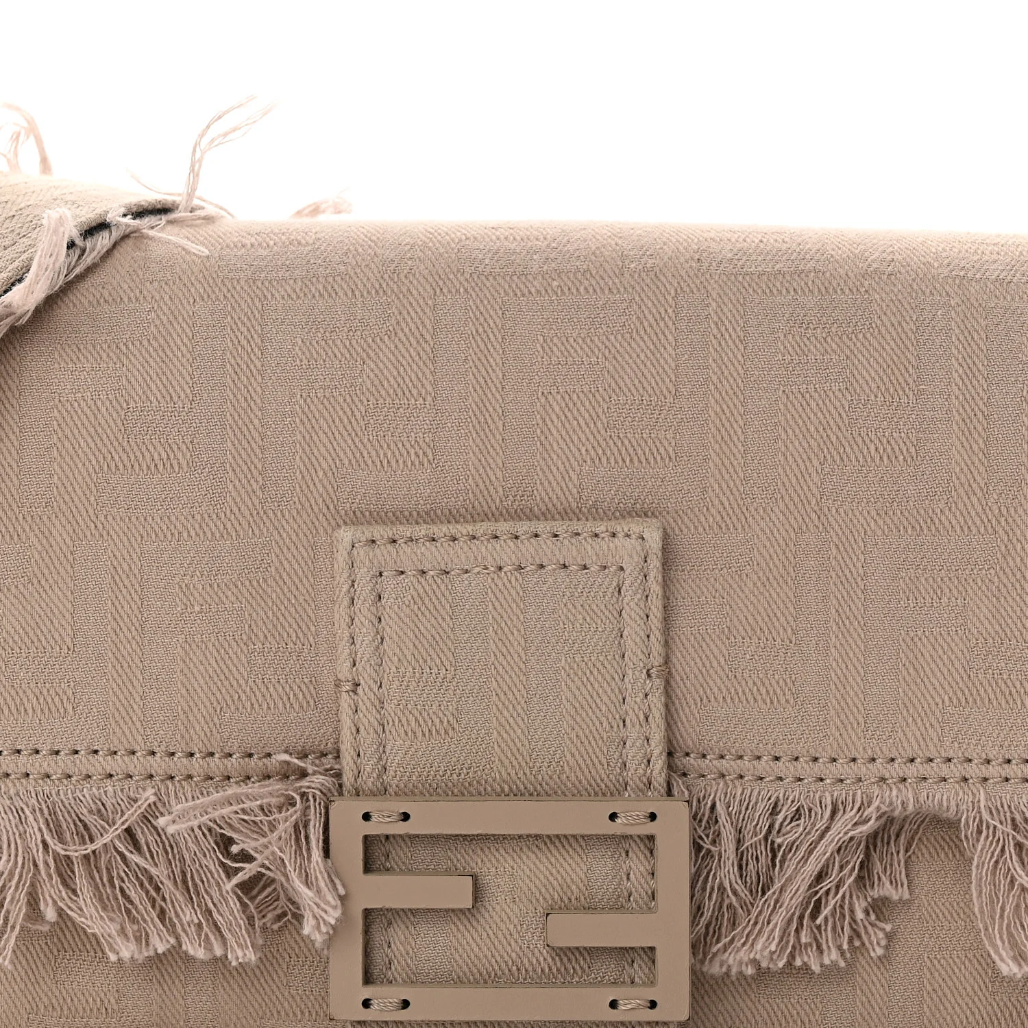 Nylon Fabric Jacquard FF Fringed Baguette Cuoio Pietra - Top Club