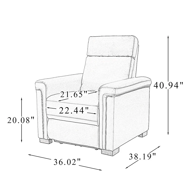 Lea 36.02" Wide Genuine Leather Power Recliner