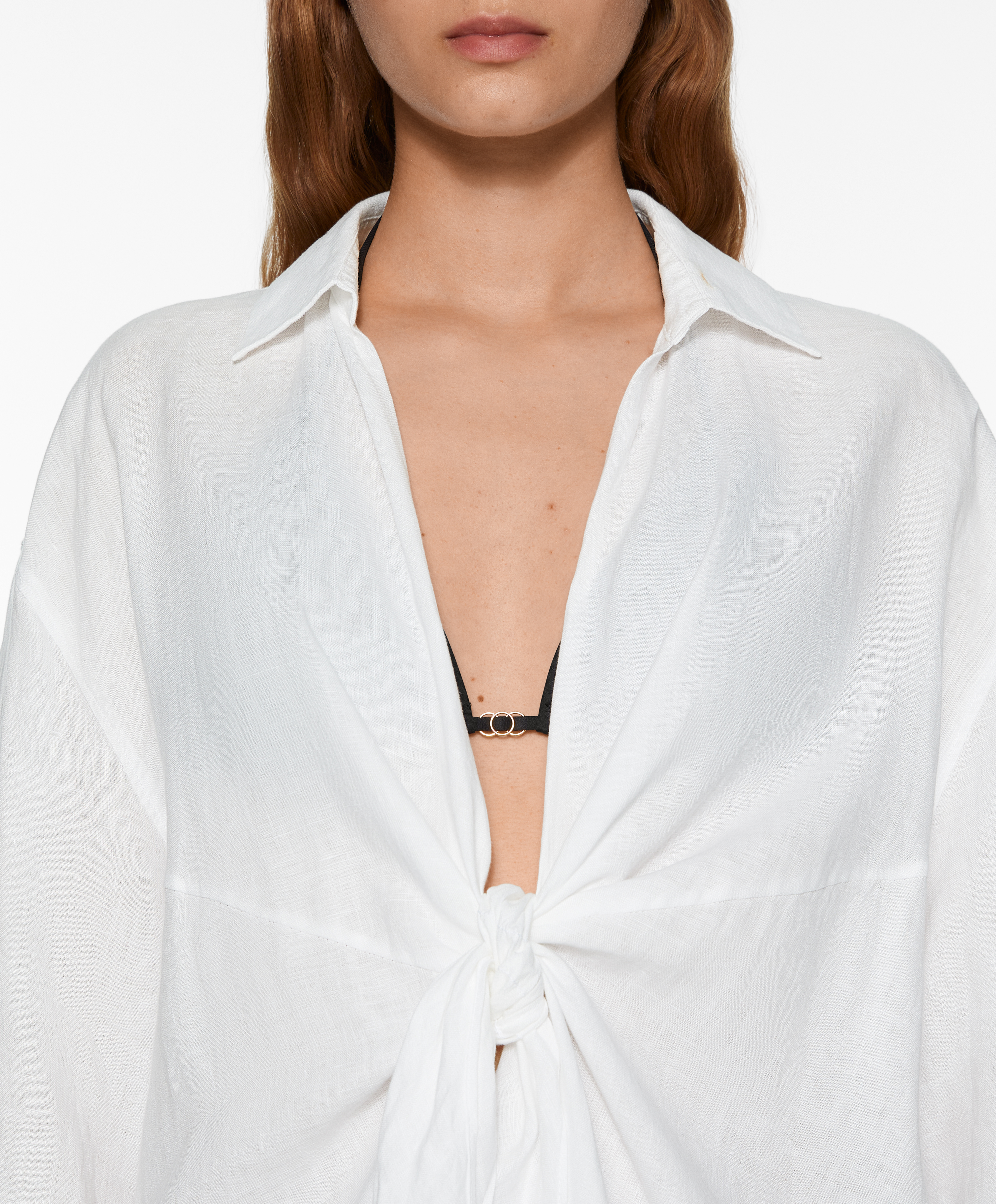 OYSHO 100% linen knotted short dress