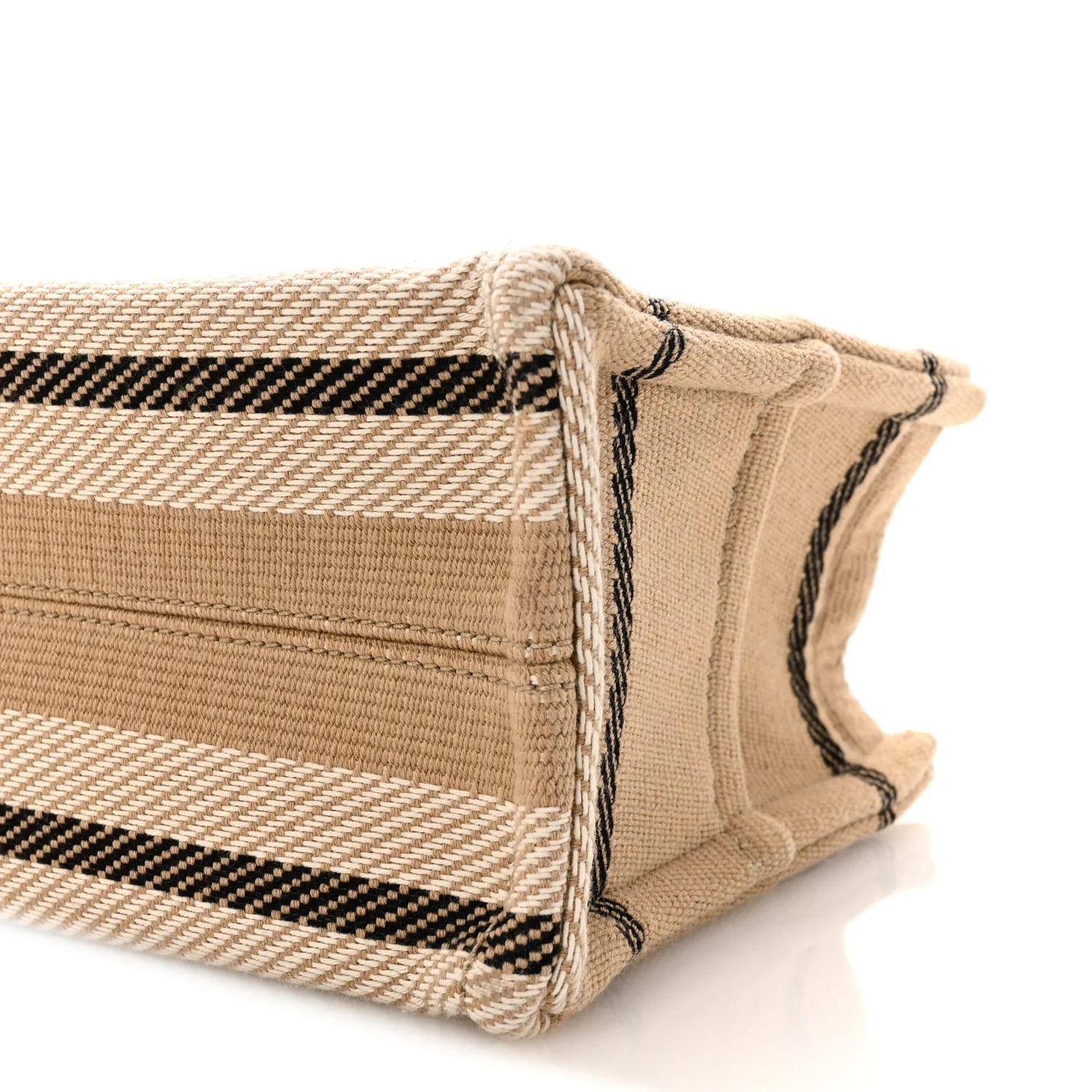 Canvas Calfskin Small Cabas Thais Beige Black White - Top Club