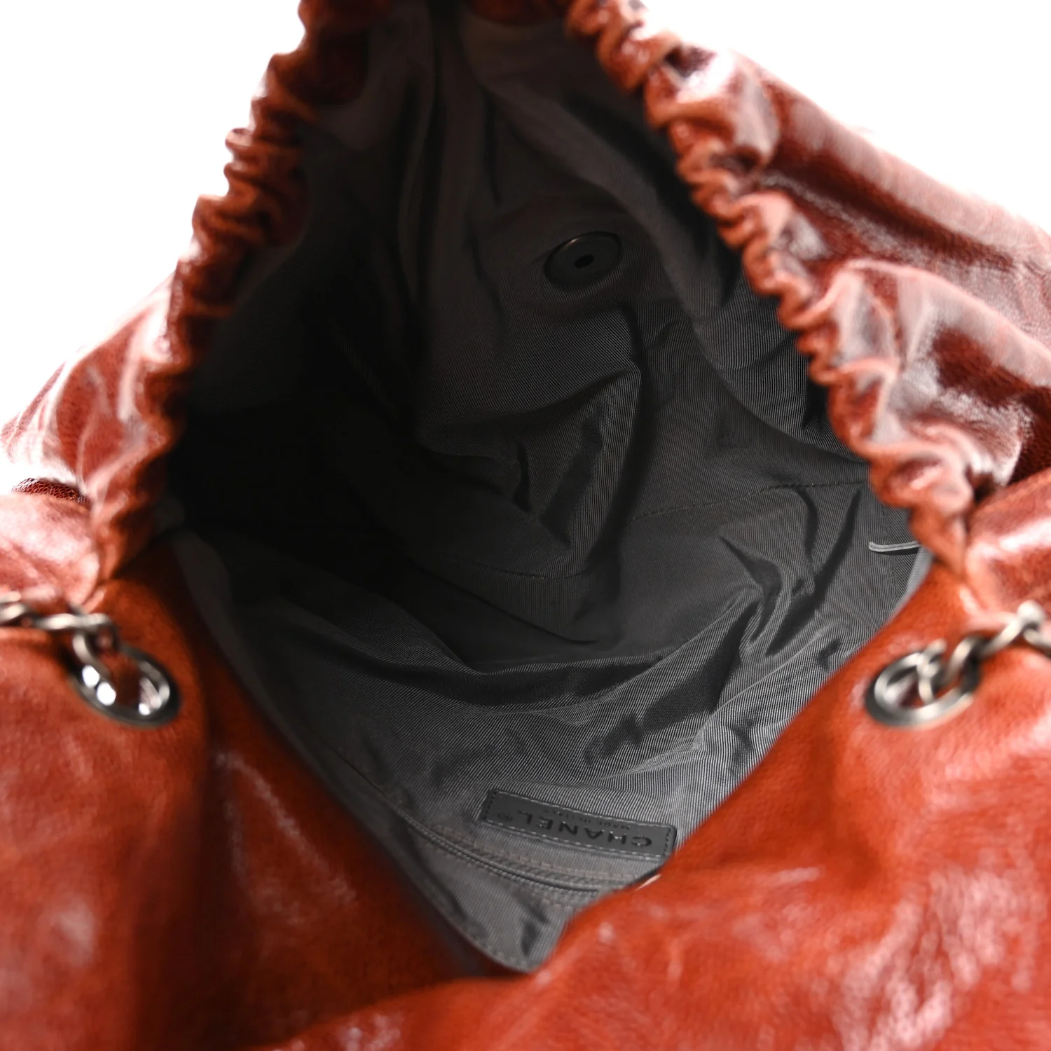 Crumpled Caviar Quilted Maxi Elastic Flap Light Brown - Top Club