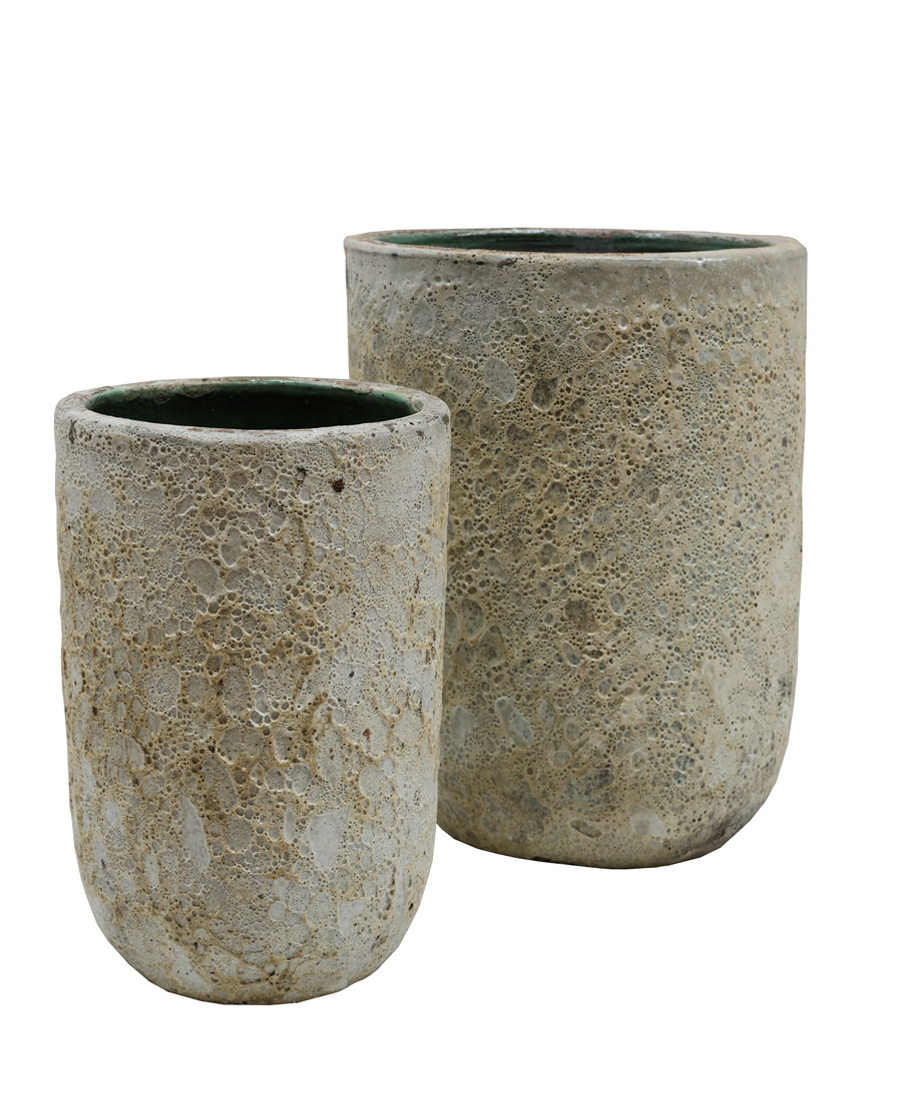 Plantenpot Fuji relic beige Ø36/26 x H45/35 cm - set van 2