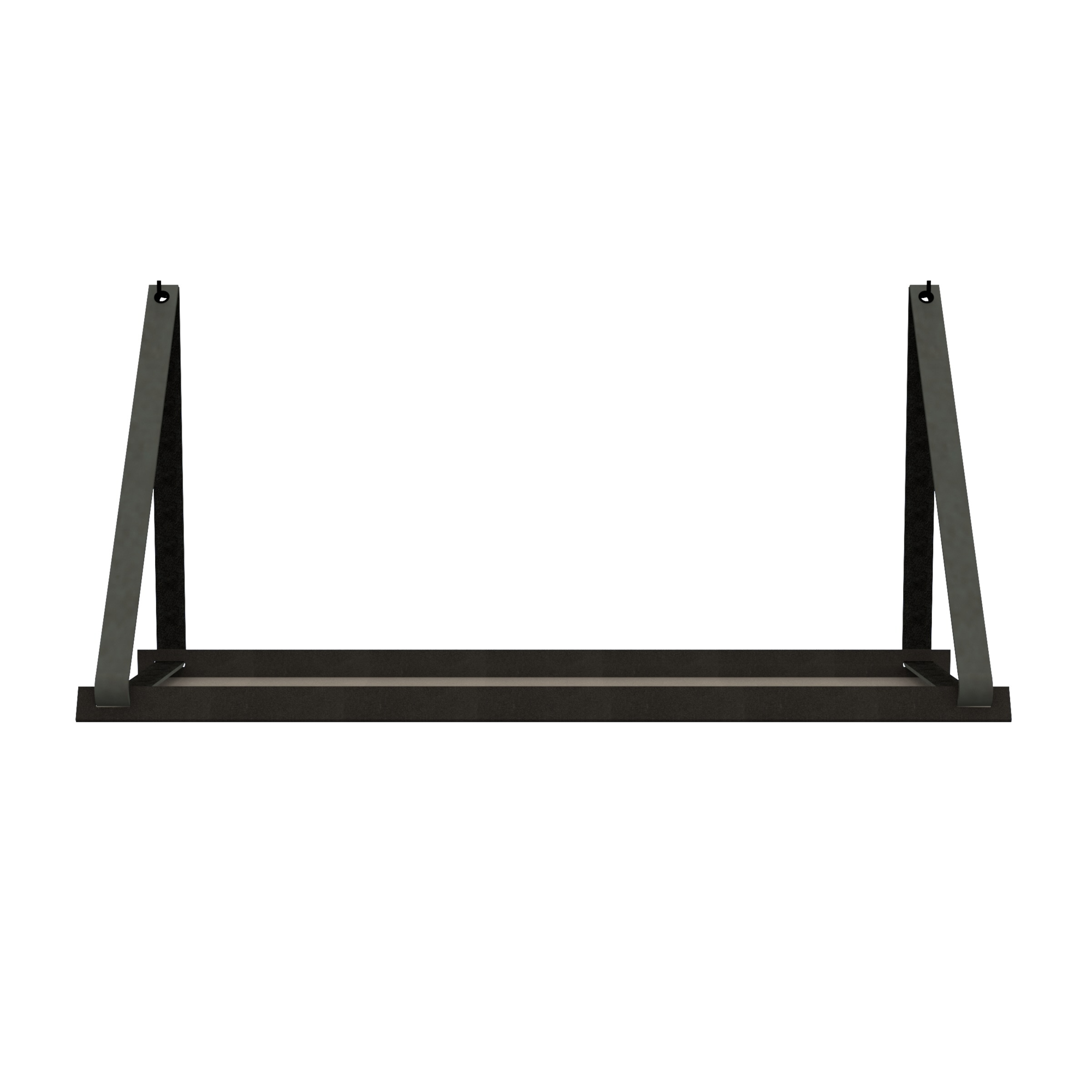 Stalen wandplank 98x20cm - incl. leren plankdragers Stalen wandplank met leren plankdragers - Donkergrijs