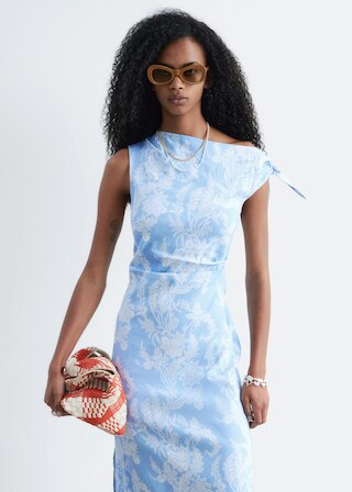 & Other Stories ASYMMETRIC PAISLEY MIDI DRESS