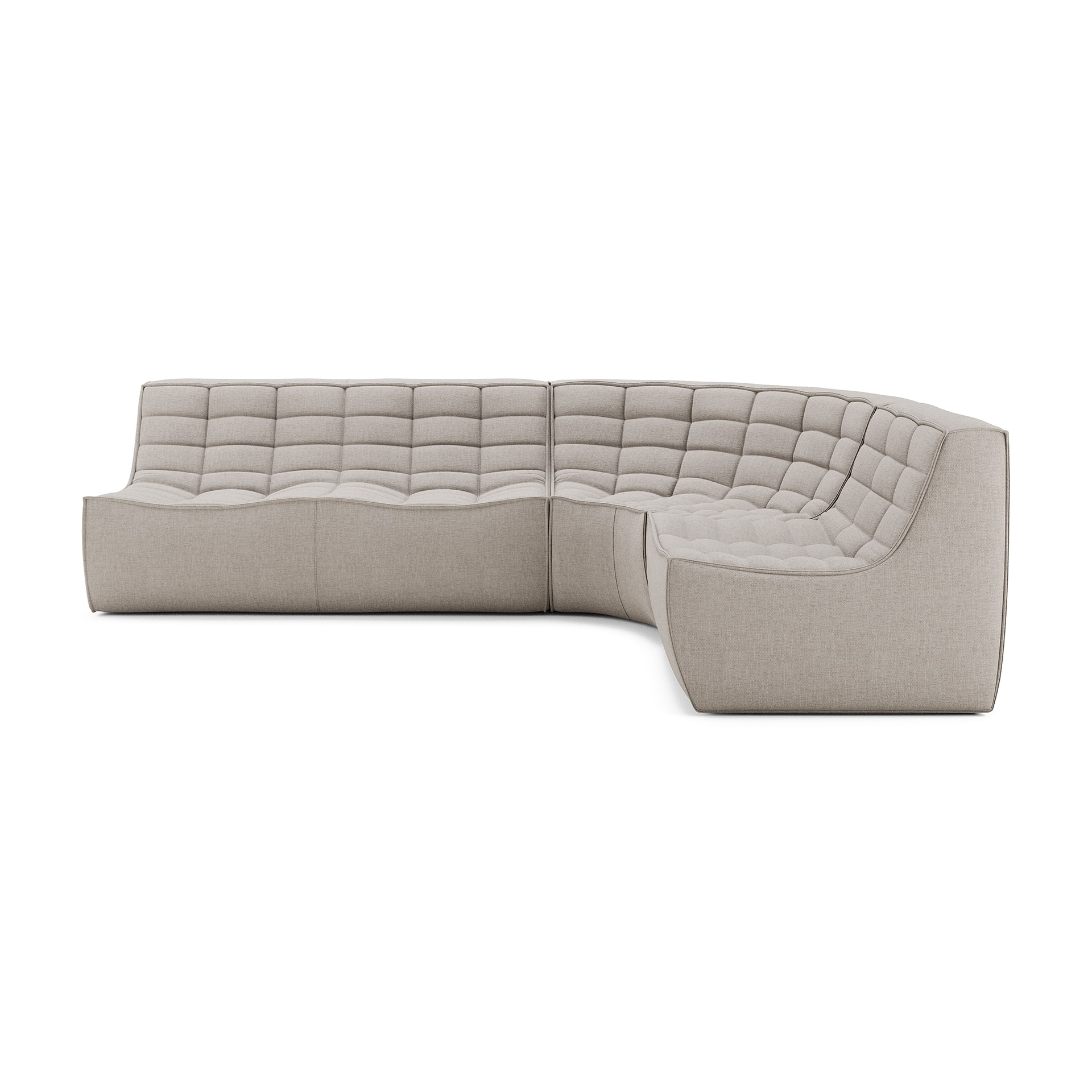 Modulaire bank N701 ecru set 1+2 seat 90° ronde hoek