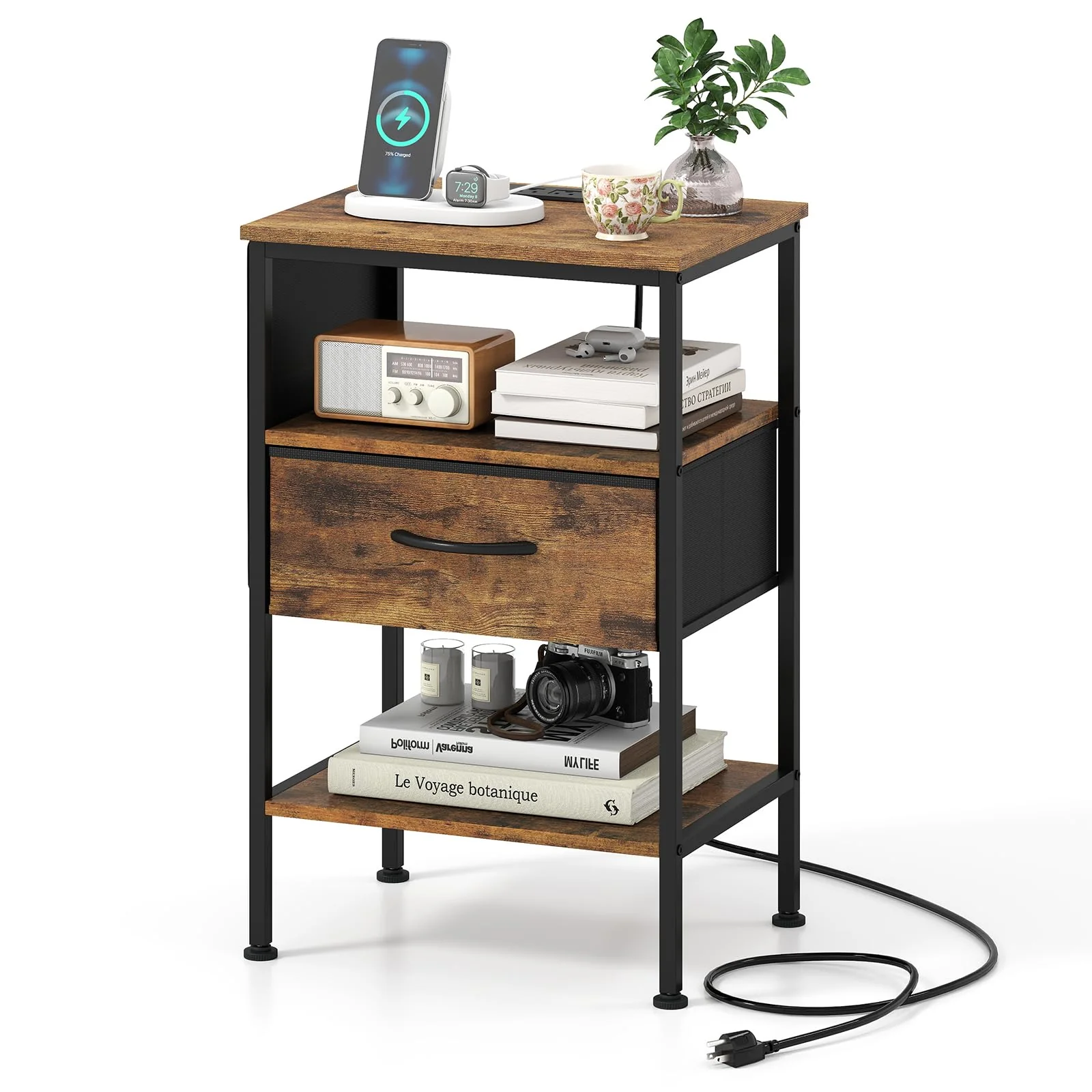 BEFOUNDLOVELY 1/2 Nightstand with Charging Station 24.5
