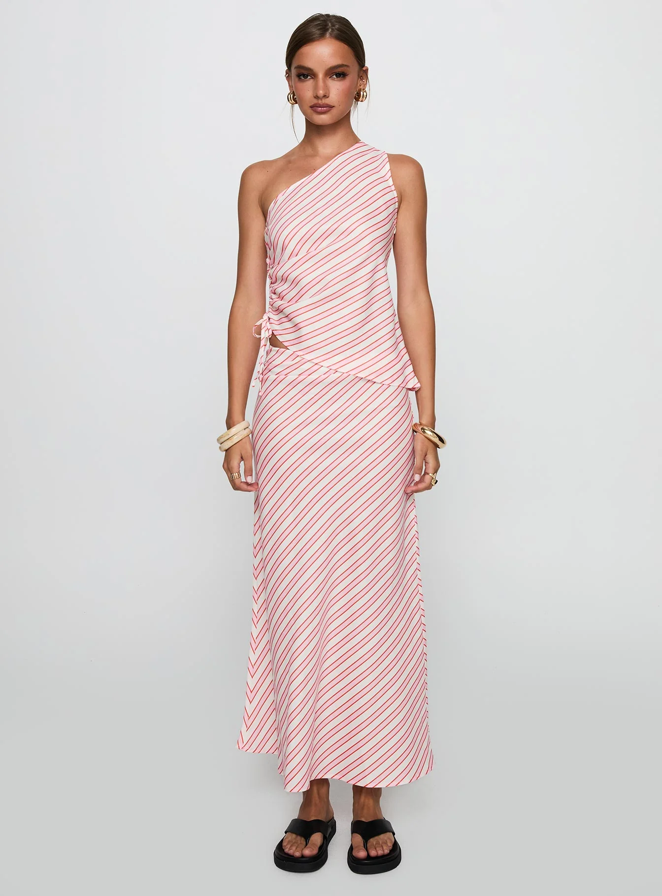 Wanna Dance Asymmetrical Set Pink Stripe
