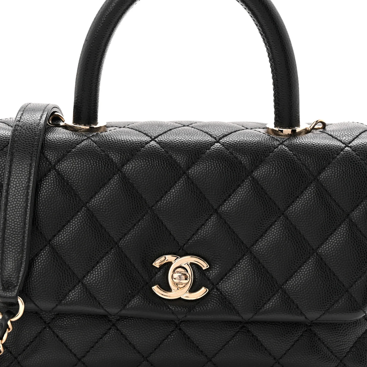 Caviar Quilted Mini Coco Handle Flap Black - Top Club