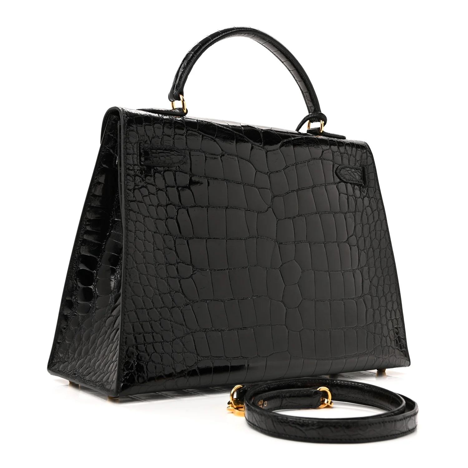 Shiny Alligator Kelly Sellier 32 Black - Top Club