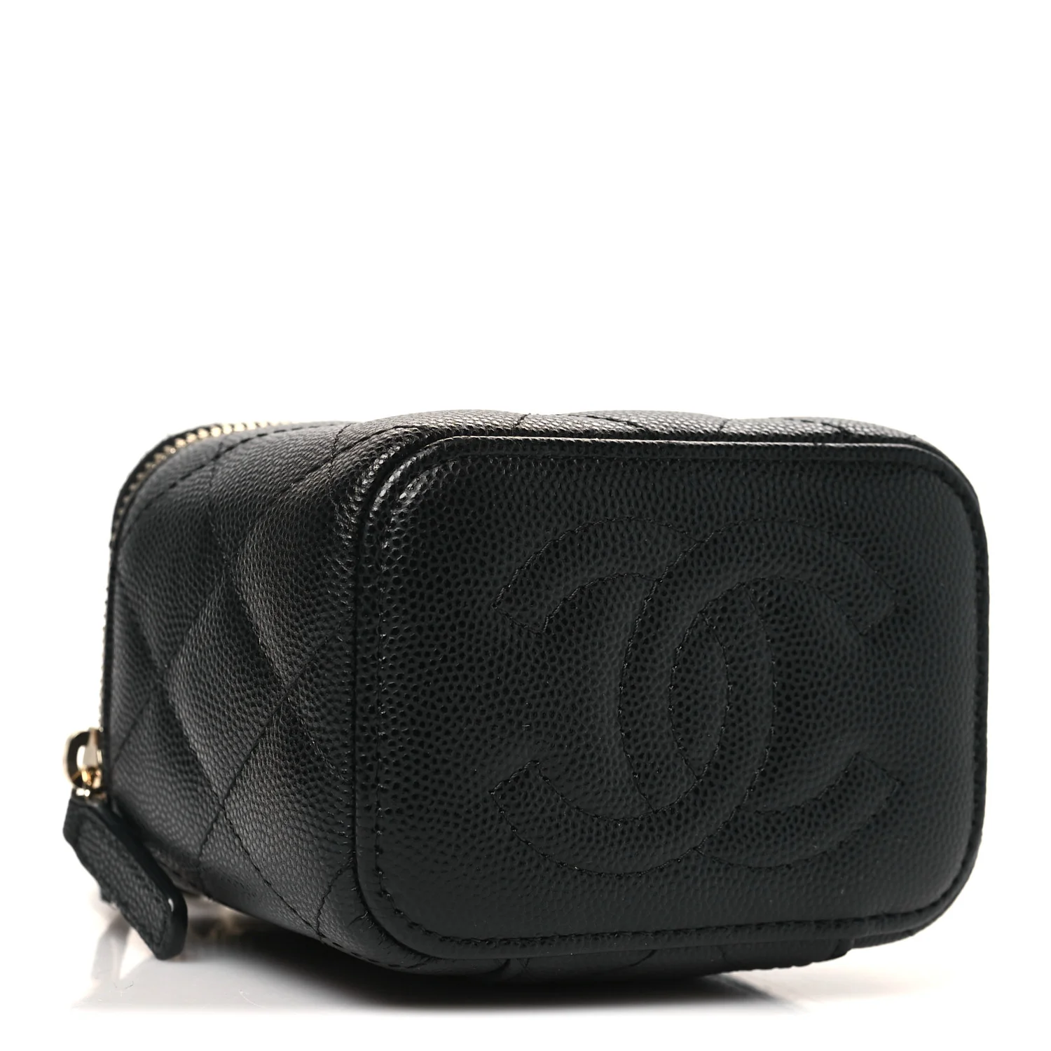 Caviar Quilted Mini Vanity Case With Chain Black - Top Club