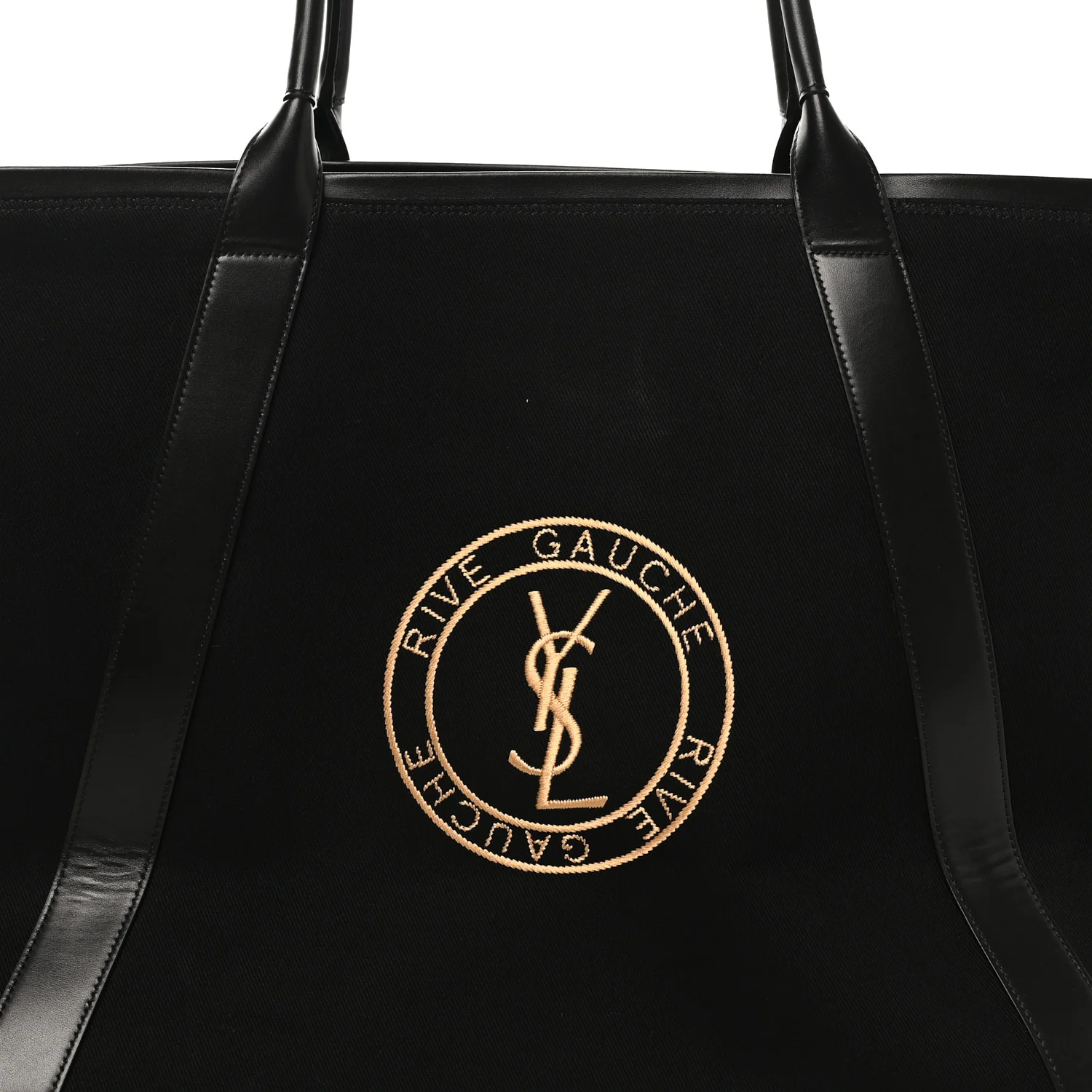 Linen Calfskin Rive Gauche Tote Black - Top Club
