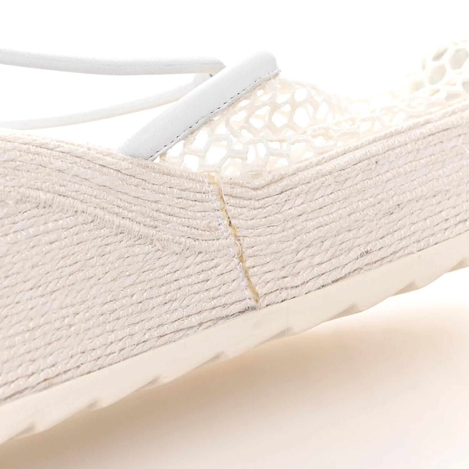 Mesh Lambskin Sporty Web Stretch Ankle Tie Espadrilles 37 Optic White - Top Club