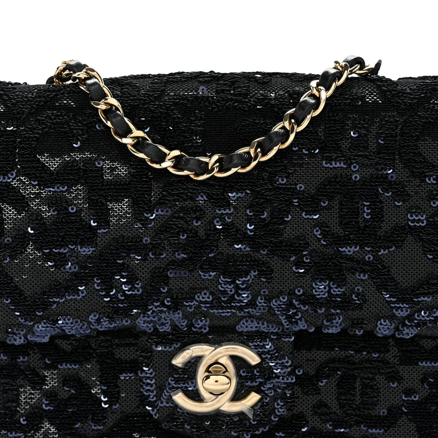 Sequin Quilted Small Single Flap Black - Top Club