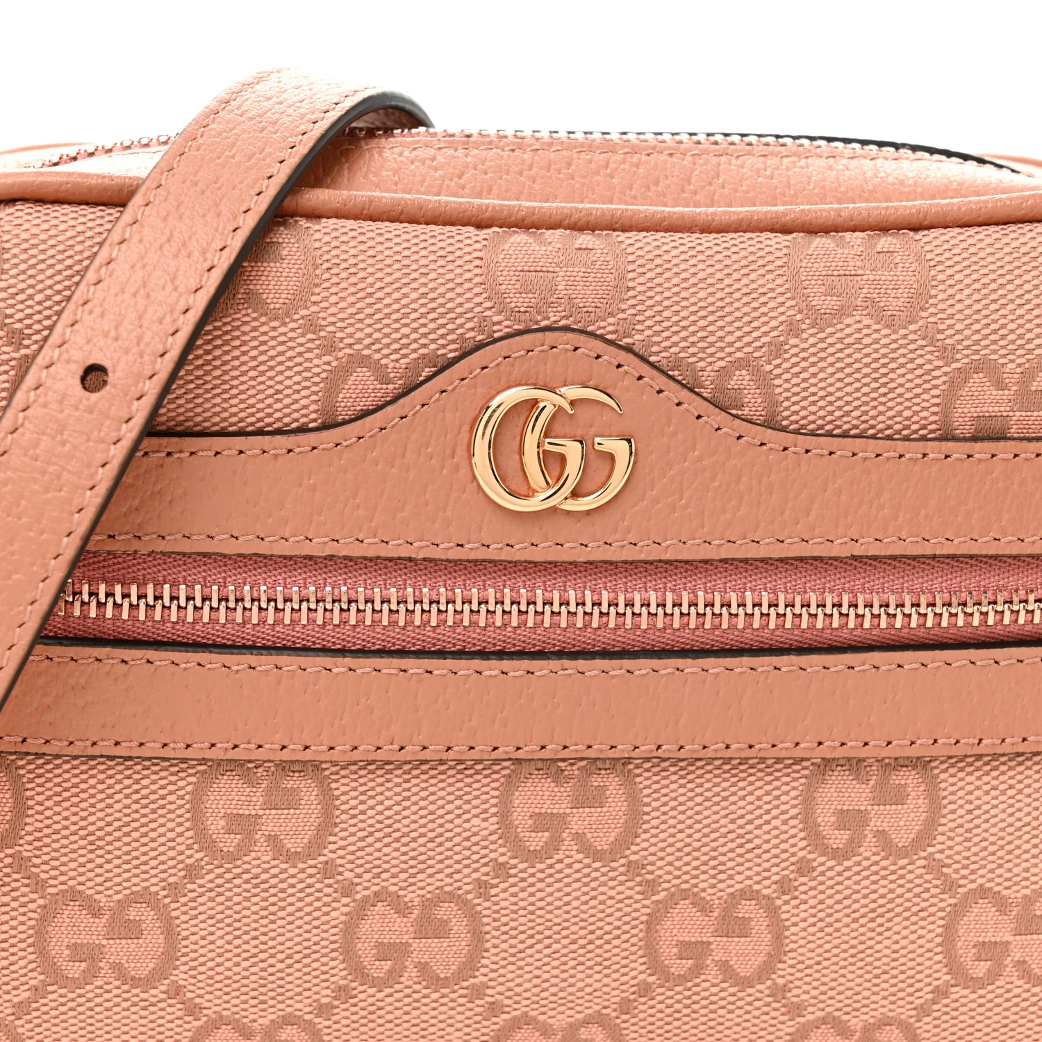 Monogram Textured Dollar Calfskin Mini Ophidia Shoulder Bag Cloche Rose Pink - Top Club