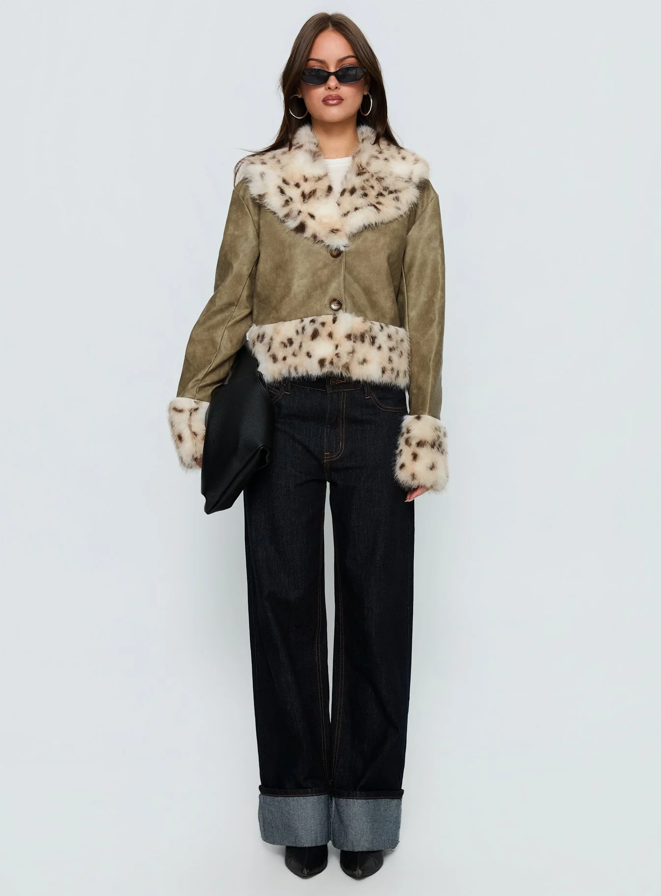 Hiraya Faux Fur Trim Jacket Vintage Green