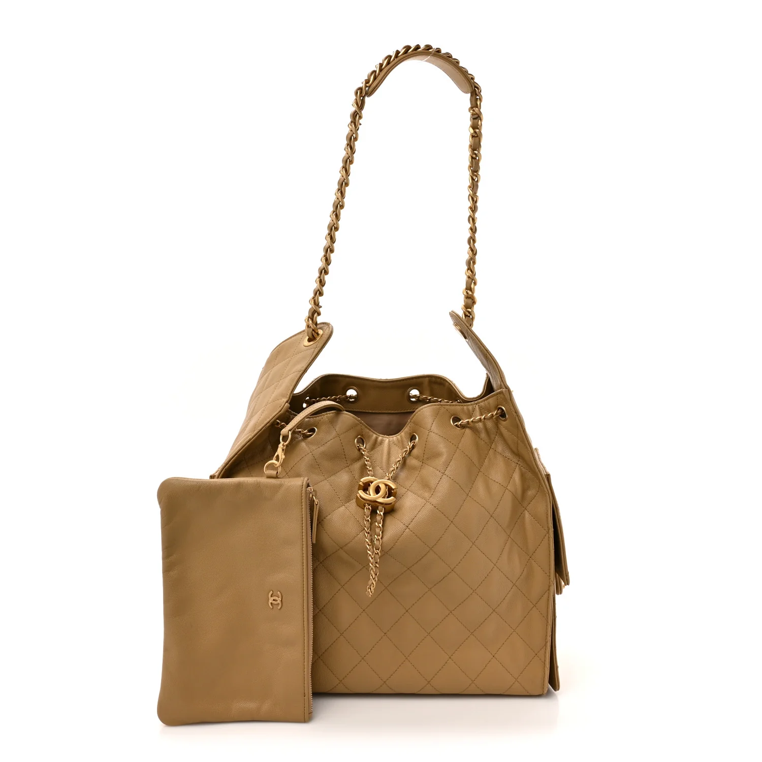 Caviar Quilted Medium Chanel 25 Handbag Dark Beige - Top Club