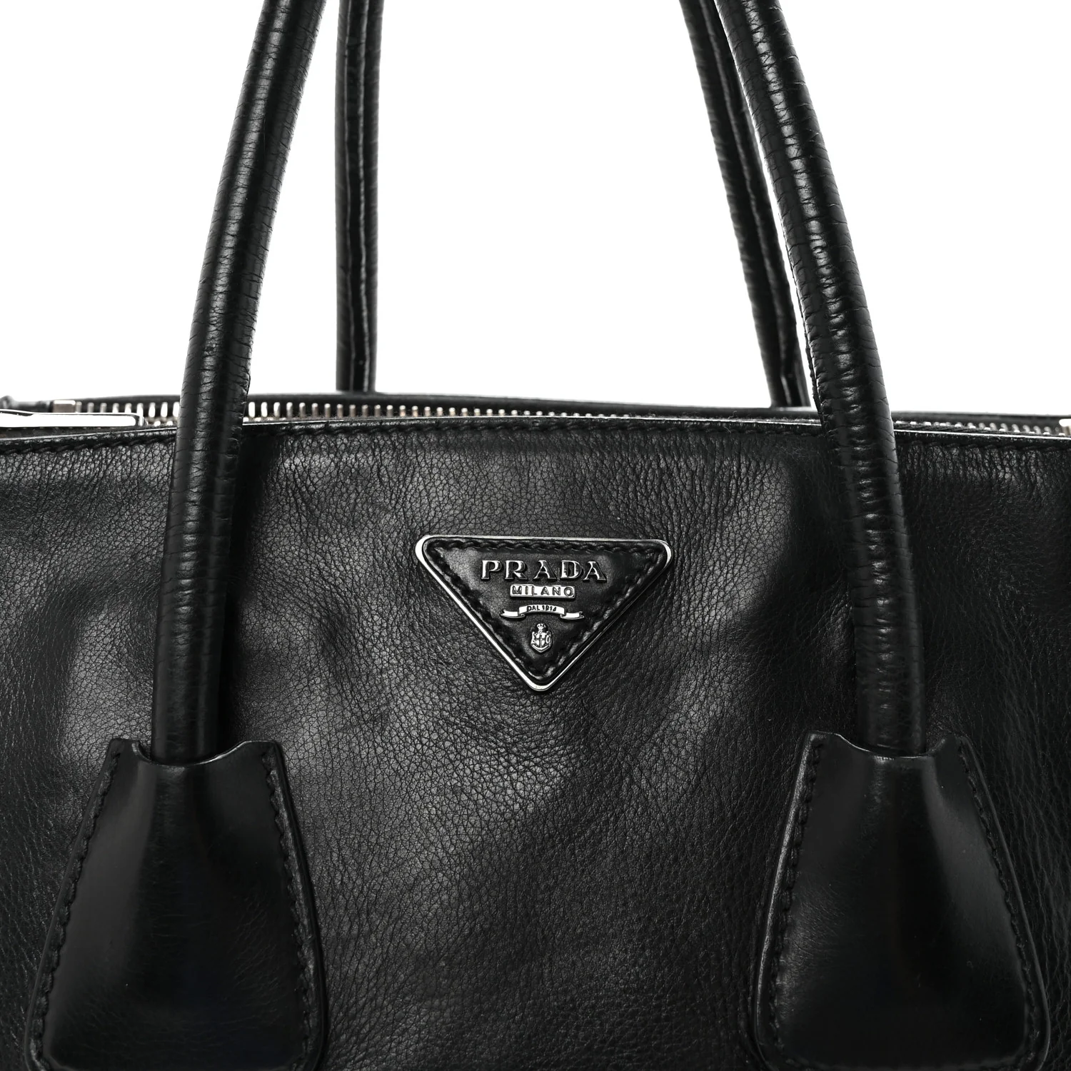 Glace Calf Twin Pocket Tote Black - Top Club